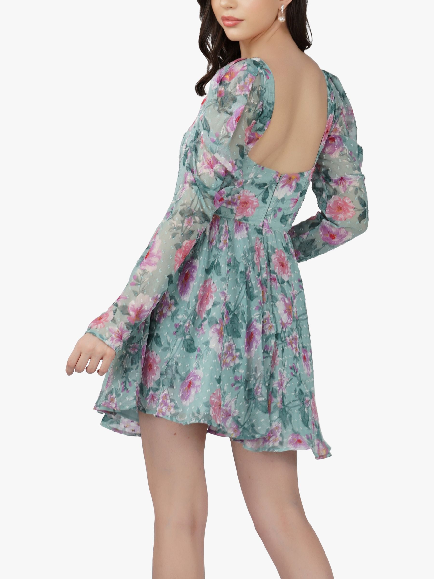 Buy Lace & Beads Floral Print Bone Corset Mini Dress, Green/Multi Online at johnlewis.com