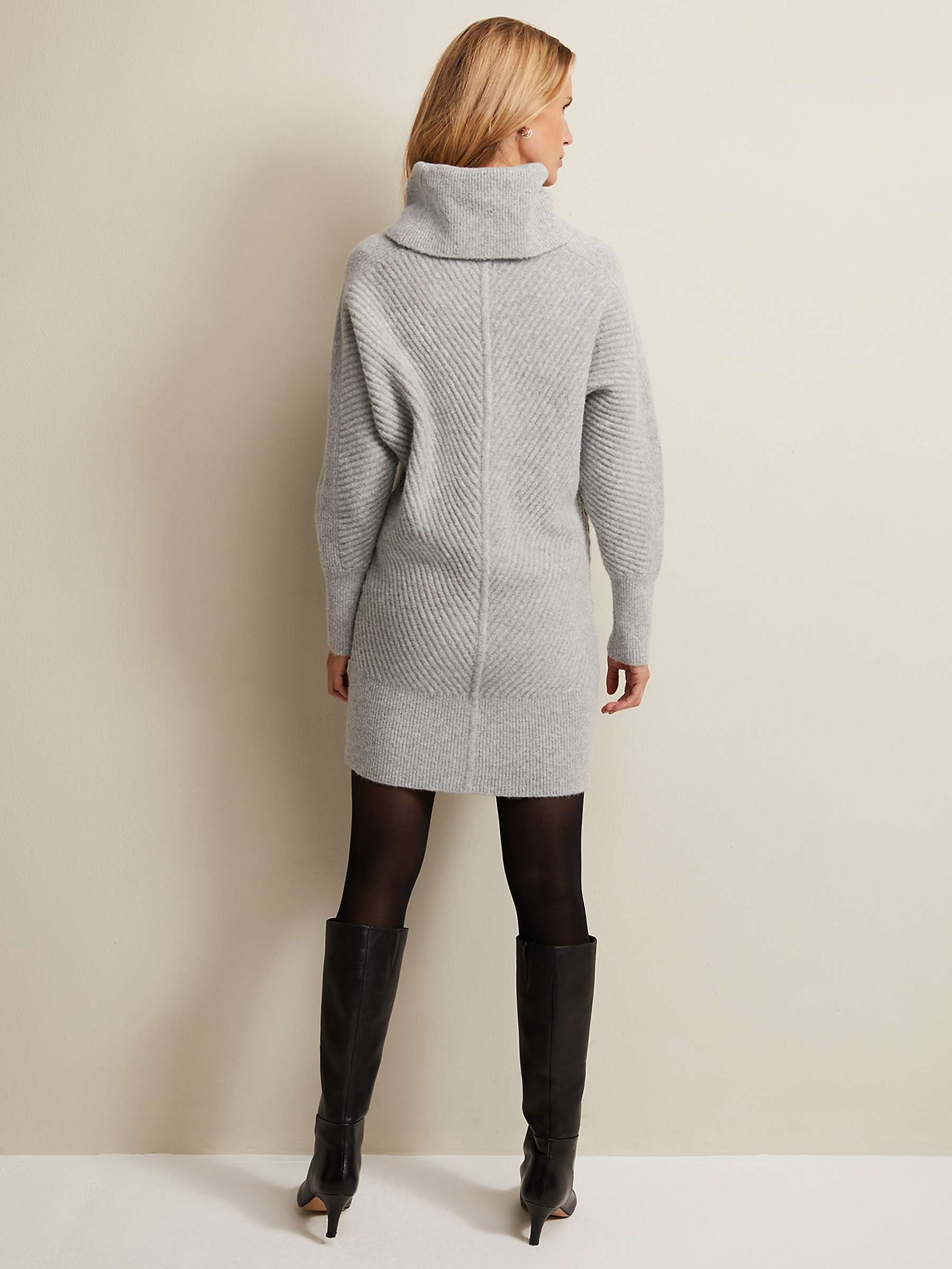 Buy Phase Eight Fillipa Grey Knitted Tunic Mini Dress, Grey Online at johnlewis.com