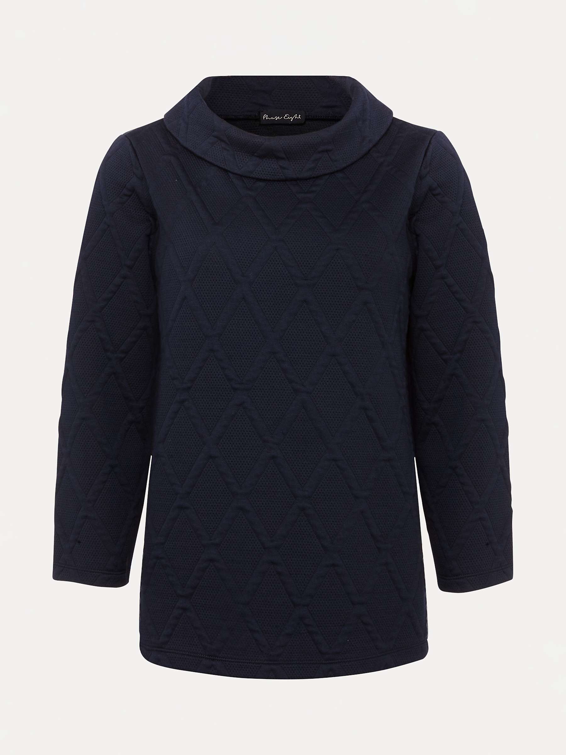 Buy Phase Eight Alira Textured Roll Neck Jumper, Navy Online at johnlewis.com