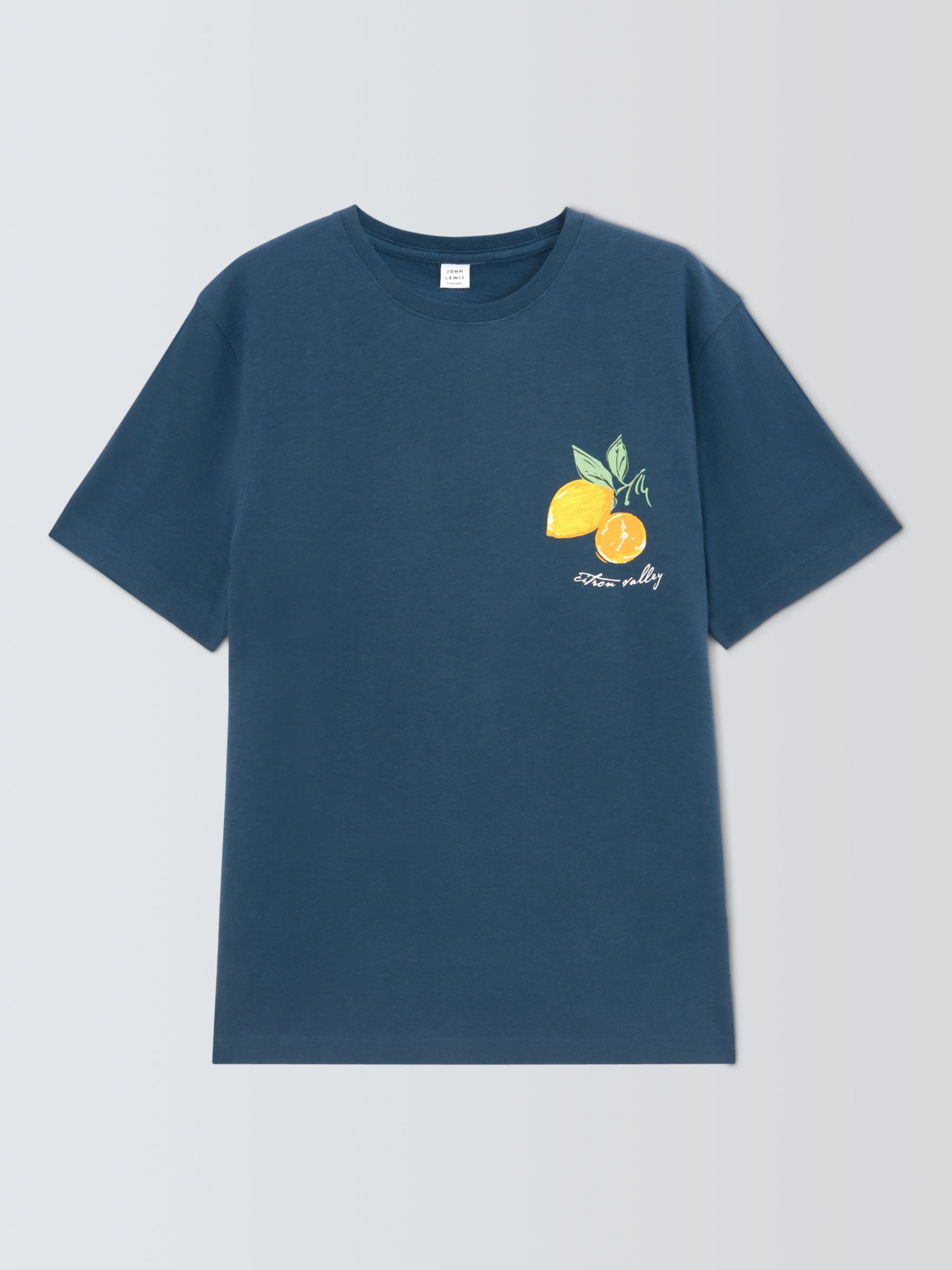 John Lewis Lemon Graphic T-Shirt, Navy, M