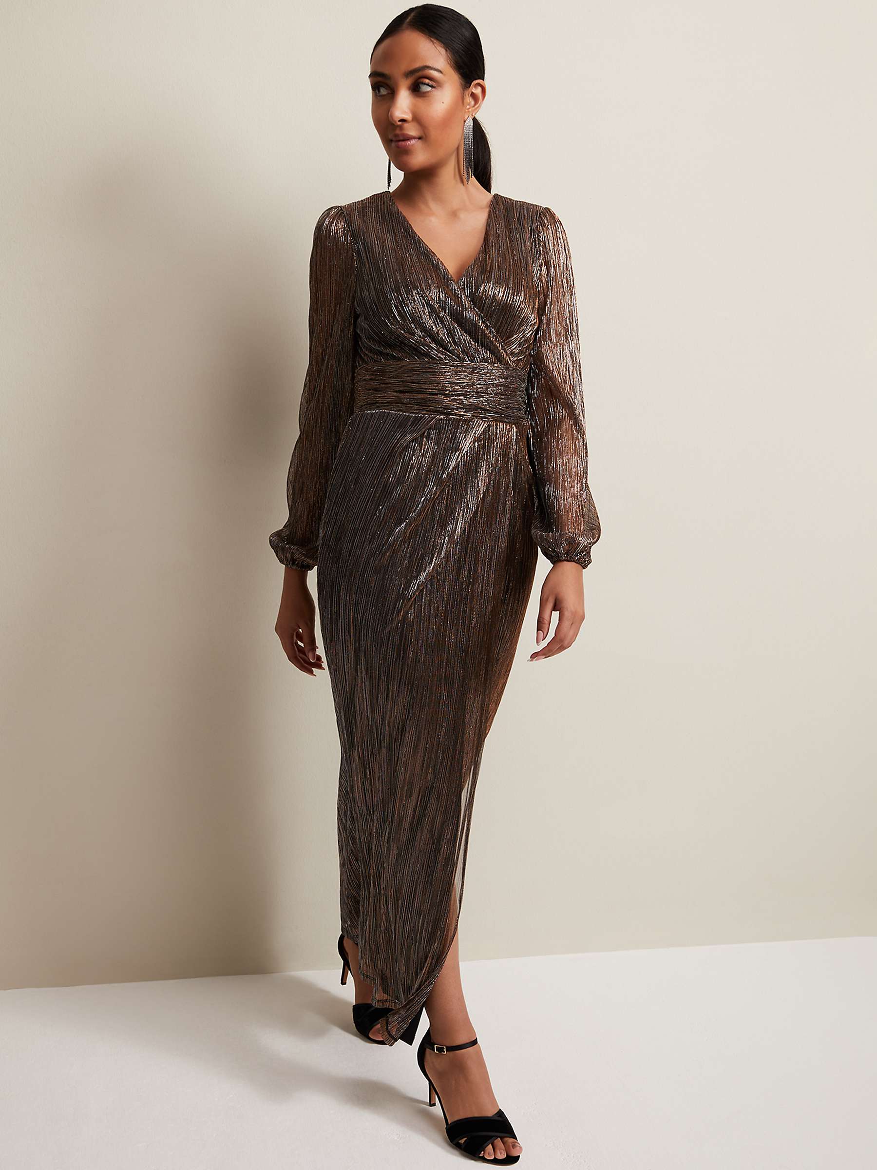 Buy Phase Eight Petite Brielle Shimmer Maxi Dress, Bronze Online at johnlewis.com