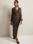 Phase Eight Petite Brielle Shimmer Maxi Dress, Bronze