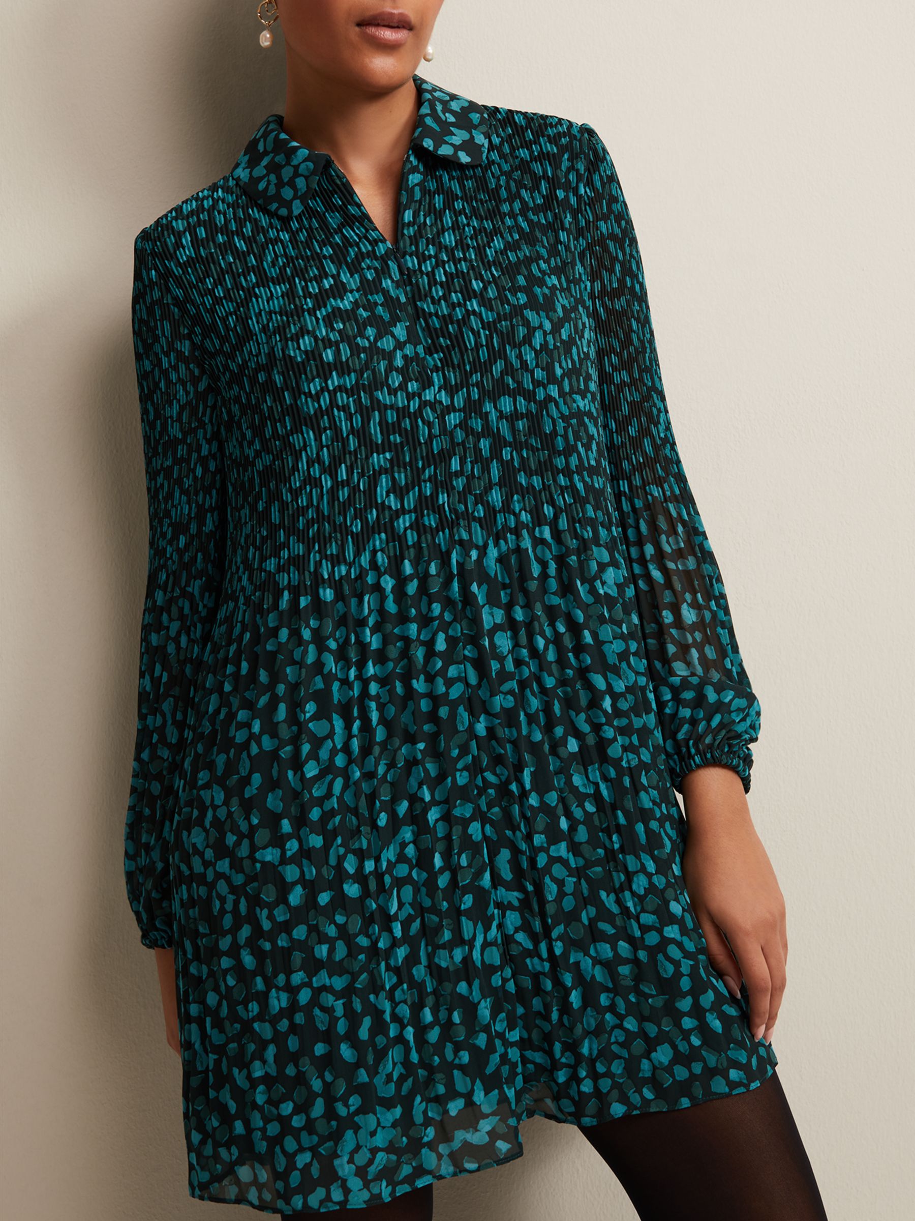 Buy Phase Eight Petite Ella Abstract Print Mini Shirt Dress, Green Online at johnlewis.com