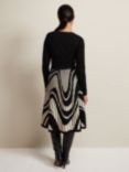 Phase Eight Petite Silvia Abstract Print Knit Dress, Black/Ivory