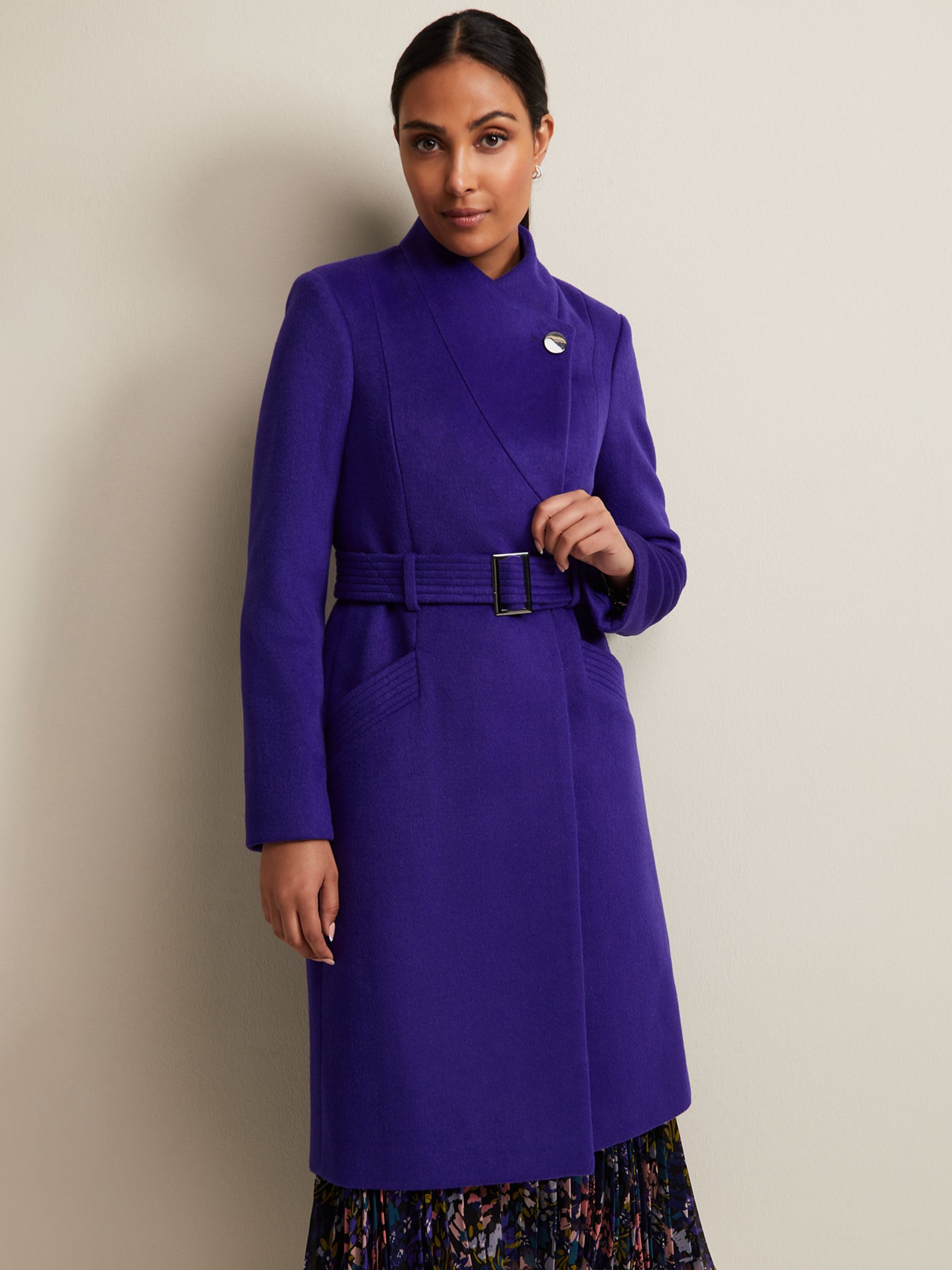 Phase Eight Petite Susanna Wool Blend Coat, Purple at John Lewis & Partners
