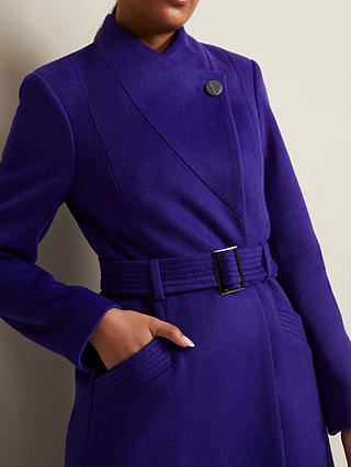 Phase Eight Petite Susanna Wool Blend Coat, Purple