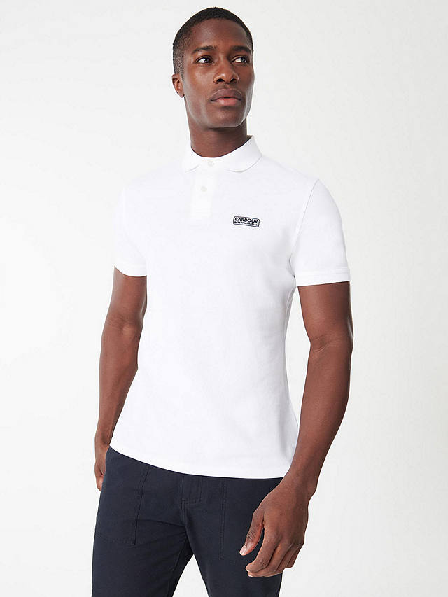 Barbour International Cotton Polo Shirt, White at John Lewis & Partners