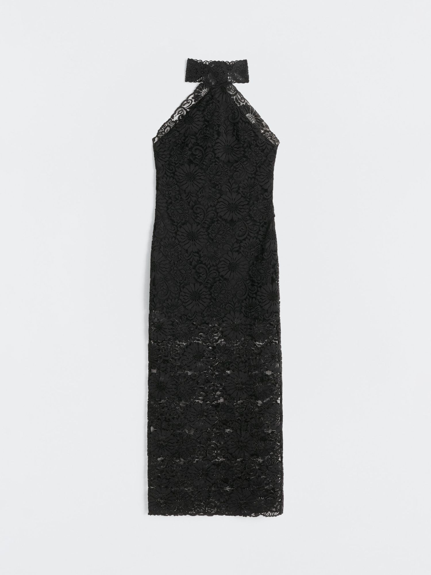 Mango June Halter Neck Lace Dress, Black, 6