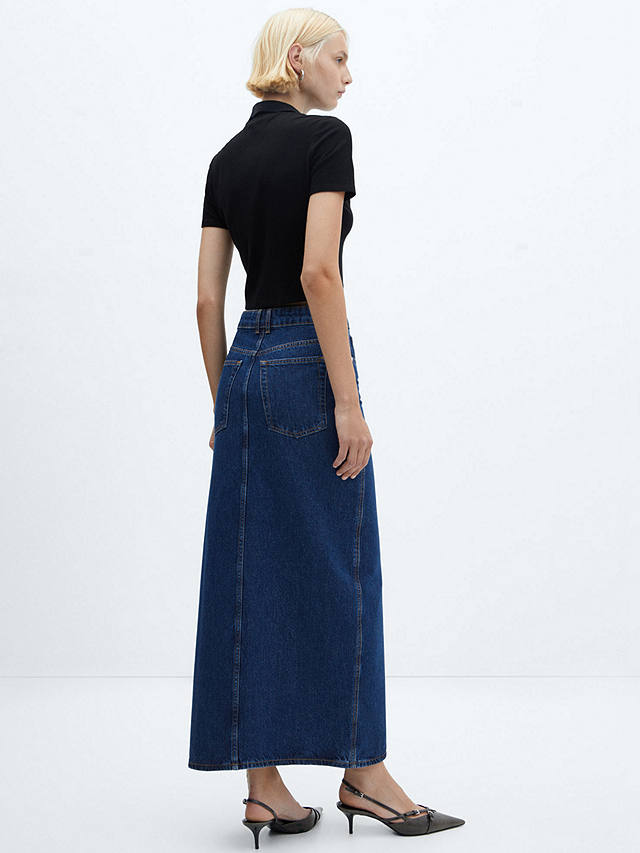 Mango Aida Cotton Maxi Skirt, Open Blue