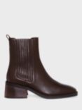 Hobbs Fran Leather Block Heel Chelsea Boots, Chocolate