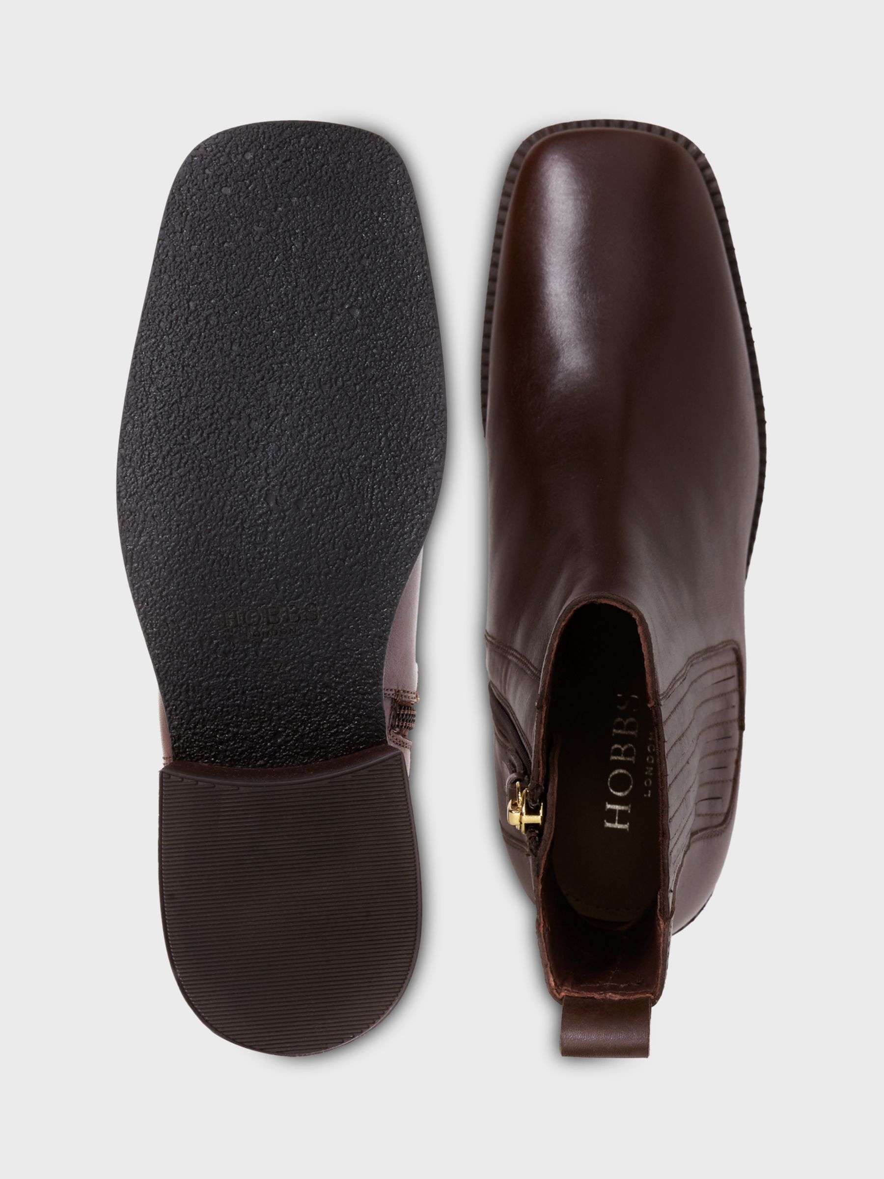 Buy Hobbs Fran Leather Block Heel Chelsea Boots, Chocolate Online at johnlewis.com