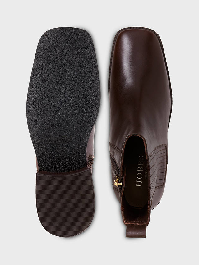 Hobbs Fran Leather Block Heel Chelsea Boots, Chocolate
