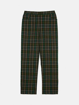 Jigsaw Nevis Tartan Check Trousers, Green/Multi