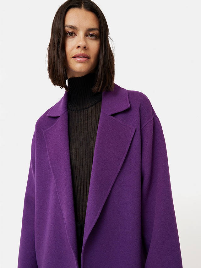 Jigsaw Double Faced Wool Blend Wrap Coat, Purple at John Lewis & Partners