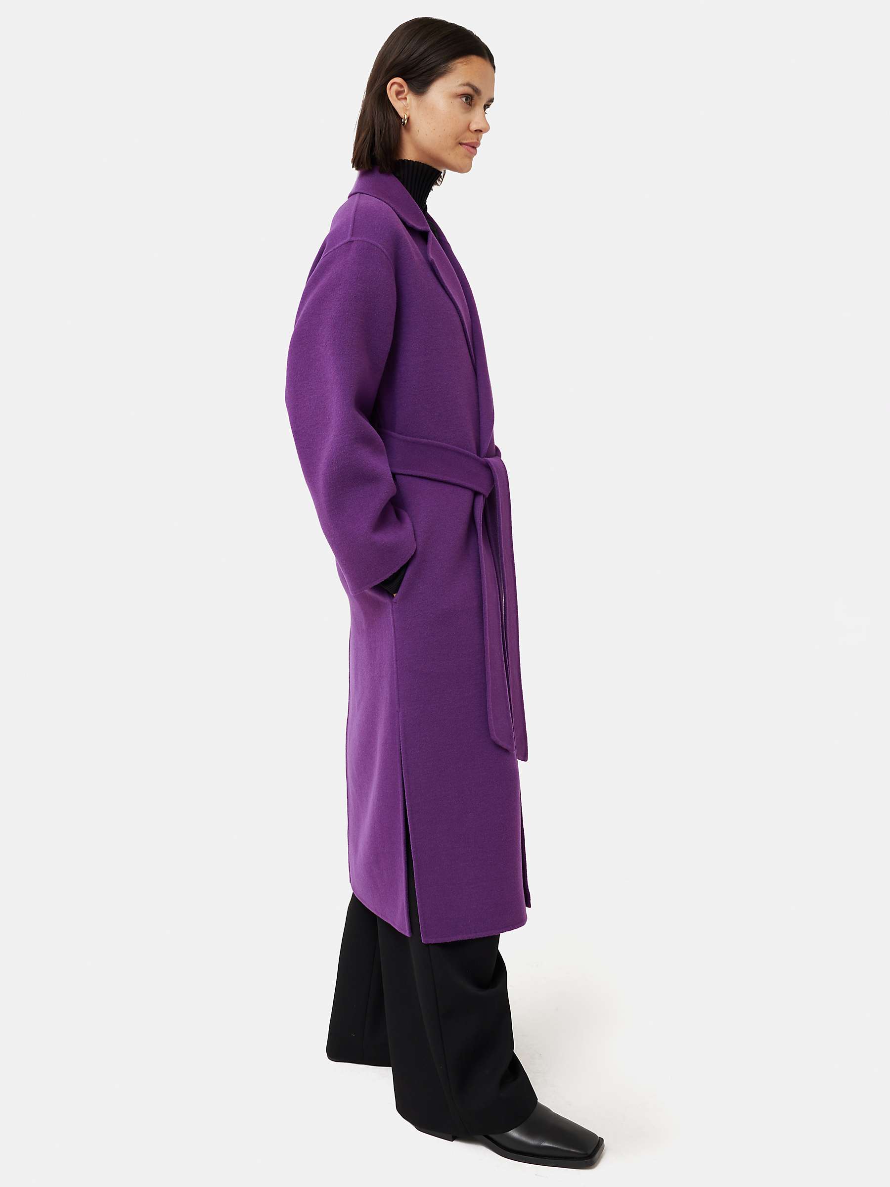 Jigsaw Double Faced Wool Blend Wrap Coat, Purple at John Lewis & Partners