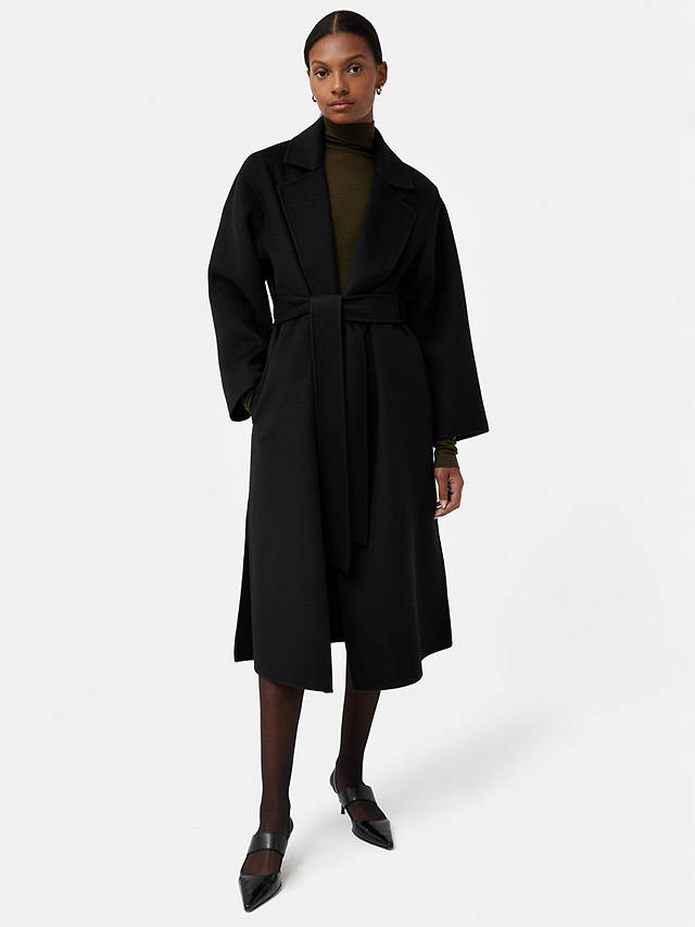 Jigsaw Double Faced Wool Blend Wrap Coat, Black