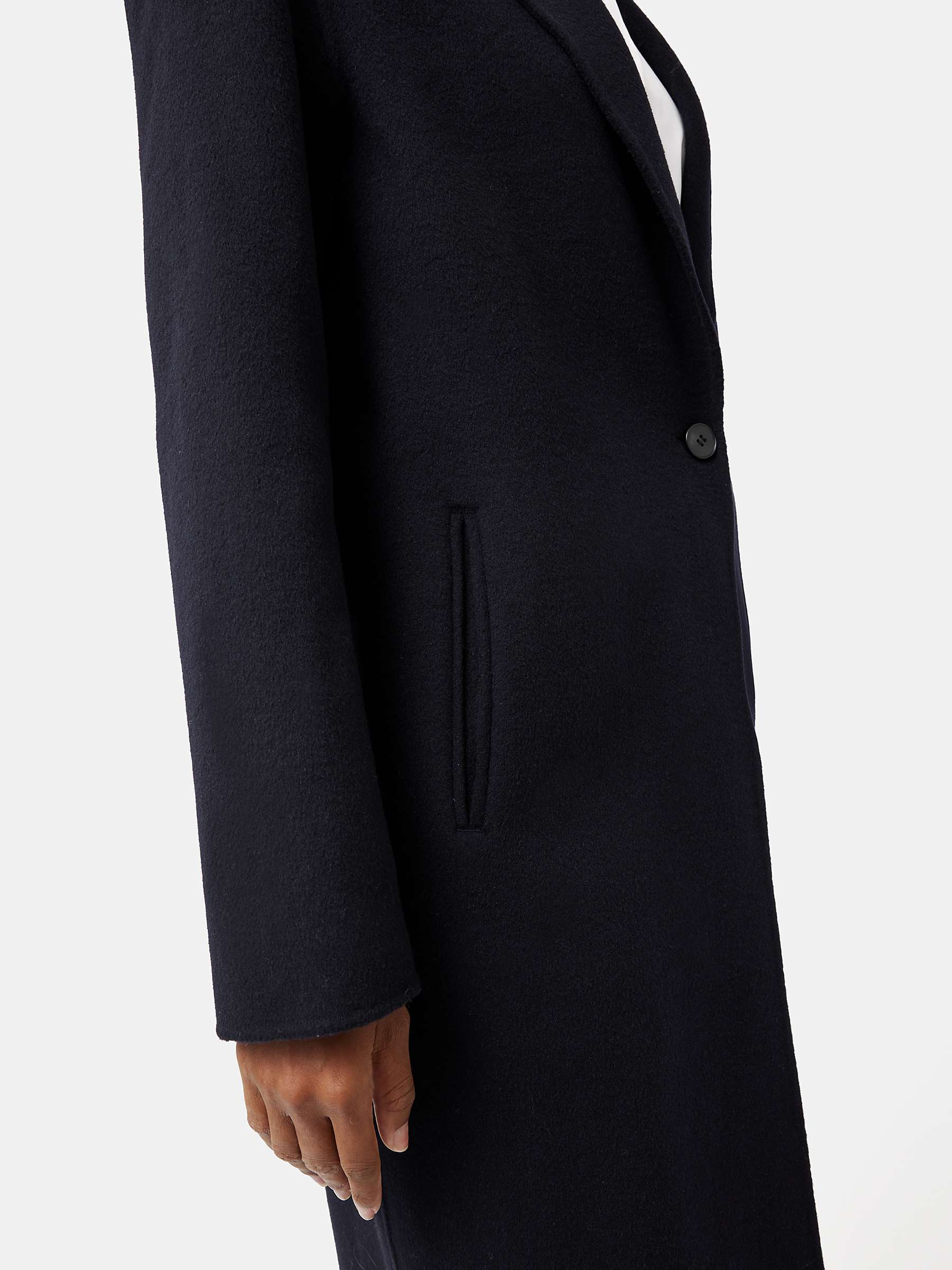 Jigsaw Wool Blend Double Faced Crombie Coat, Navy at John Lewis & Partners