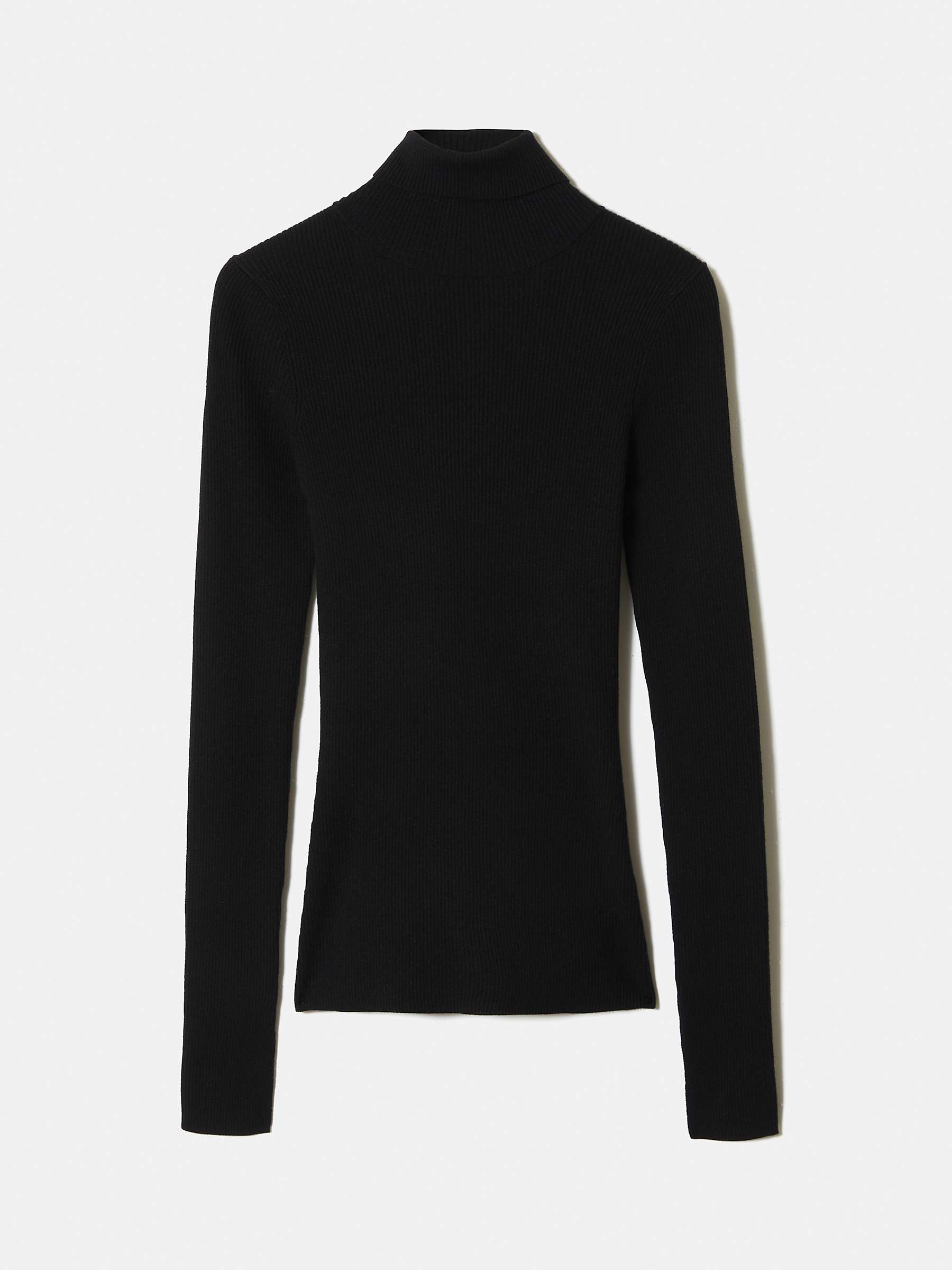 Buy Jigsaw Back Slash Detail Polo Neck Jumper, Black Online at johnlewis.com