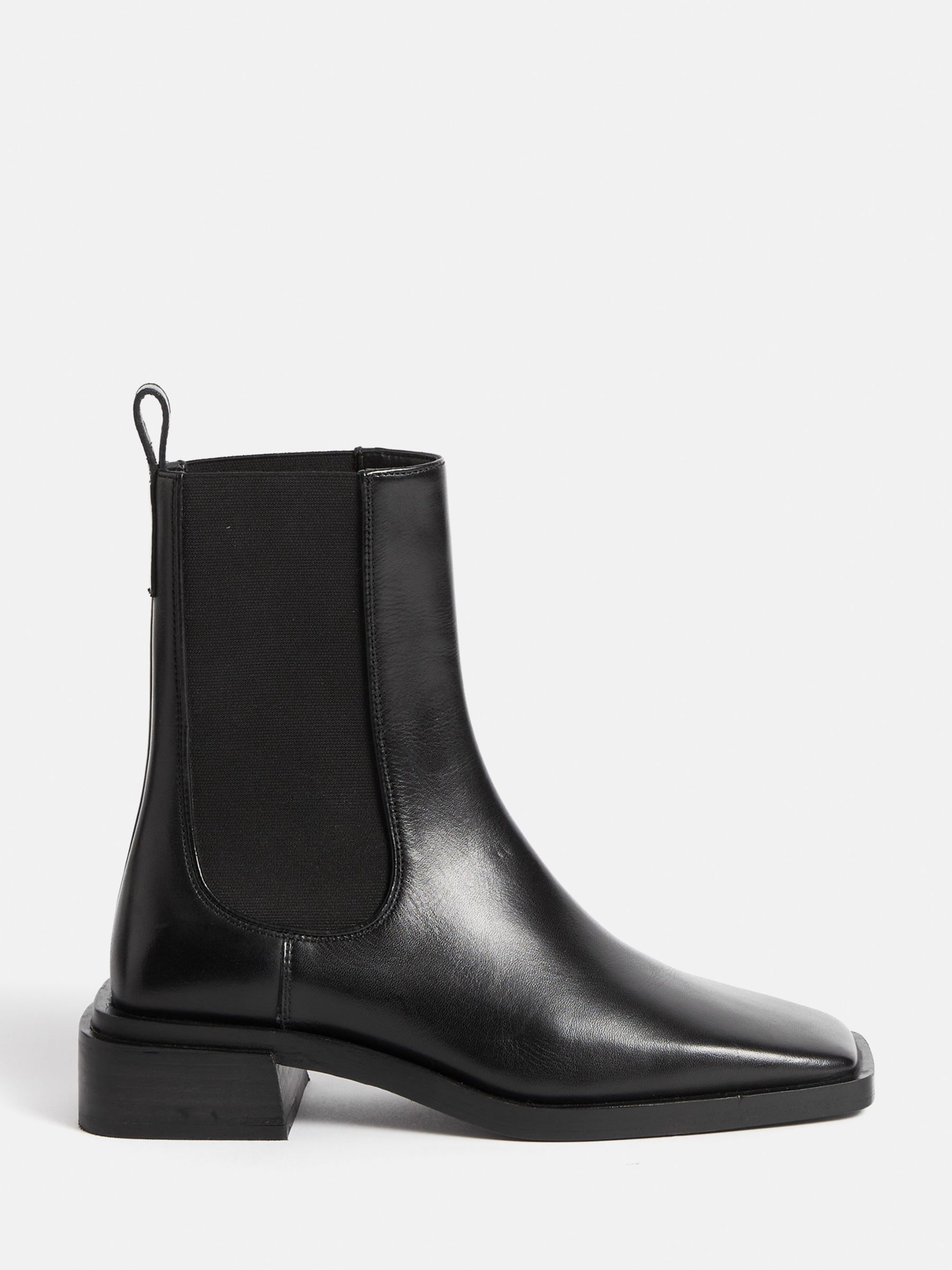 Jigsaw Kent Leather Chelsea Boots, Black at John Lewis & Partners