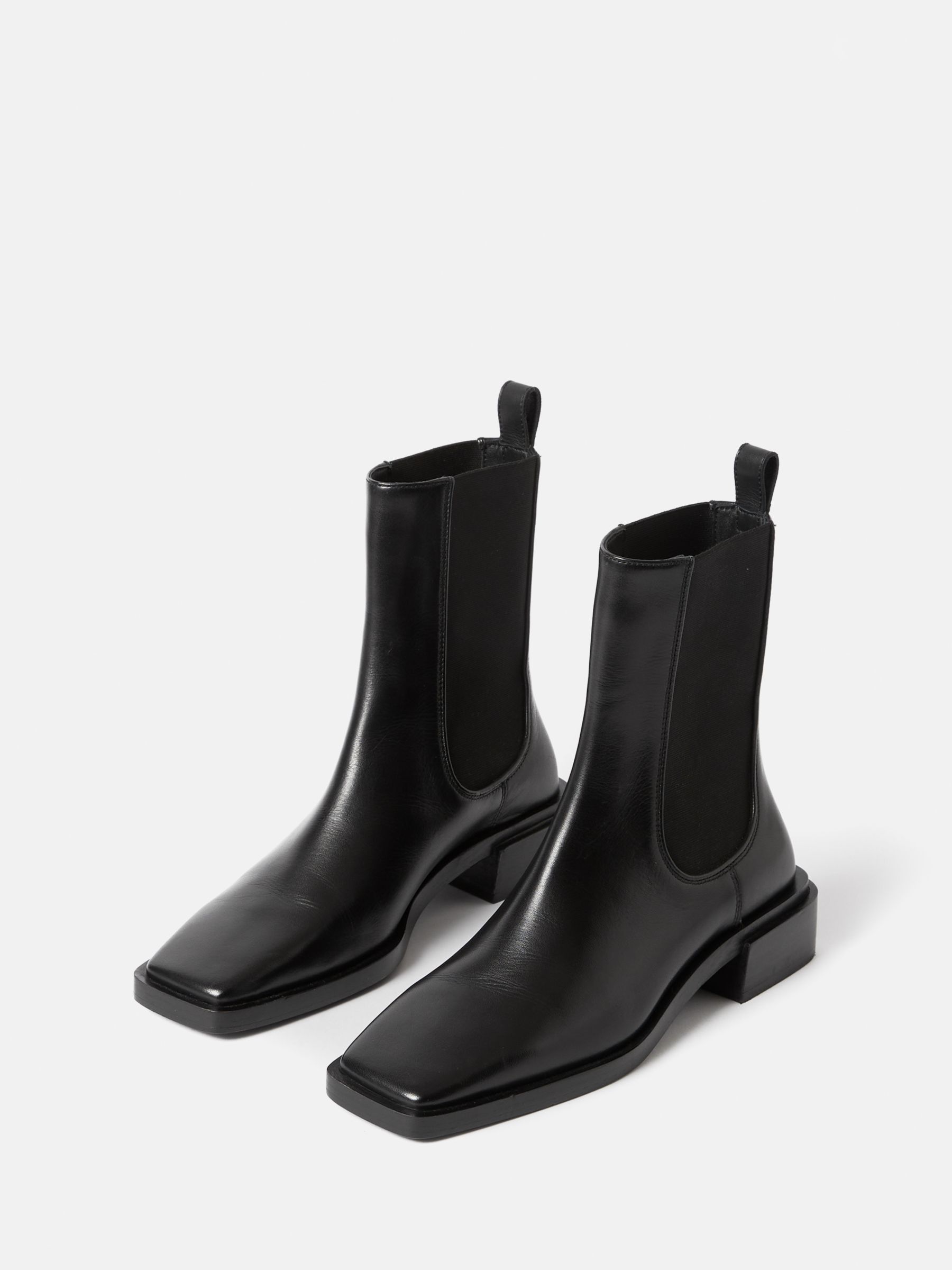 Jigsaw Kent Leather Chelsea Boots, Black