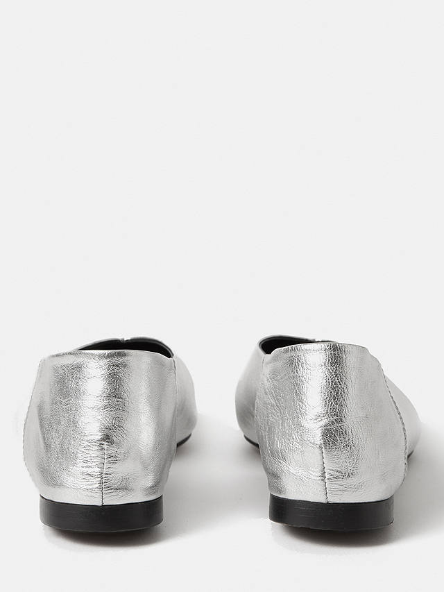 Jigsaw Linnie Flat Pointed Ballerina Pumps, Silver