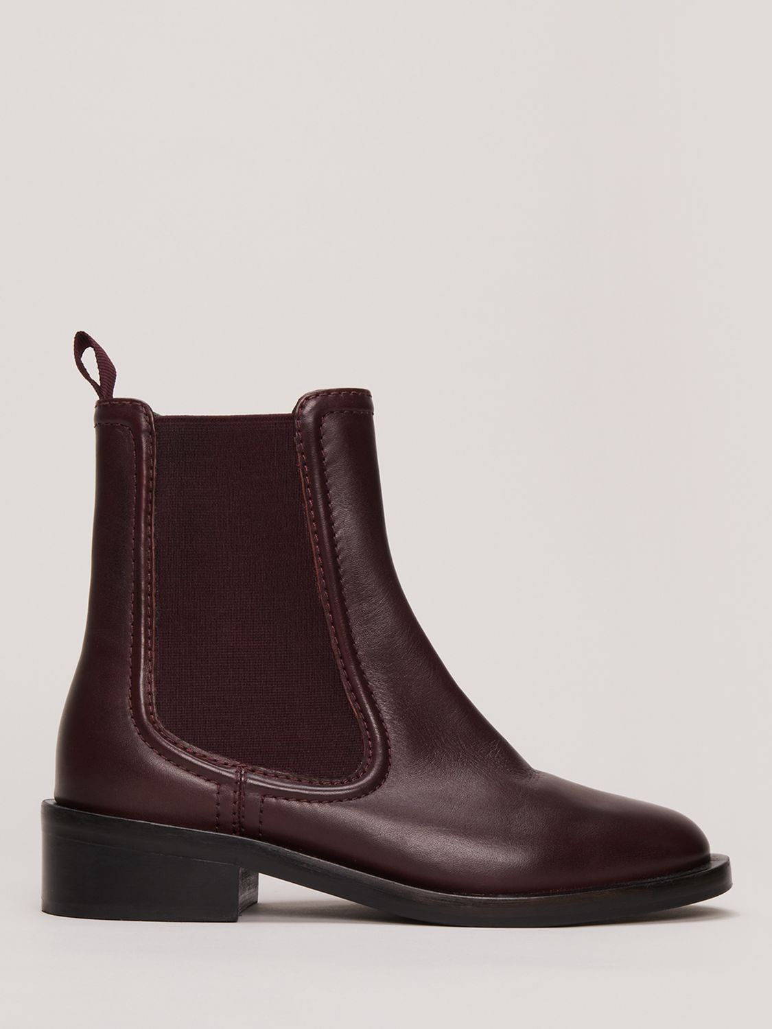 Phase Eight Leather Chelsea Boots, Burgundy at John Lewis & Partners