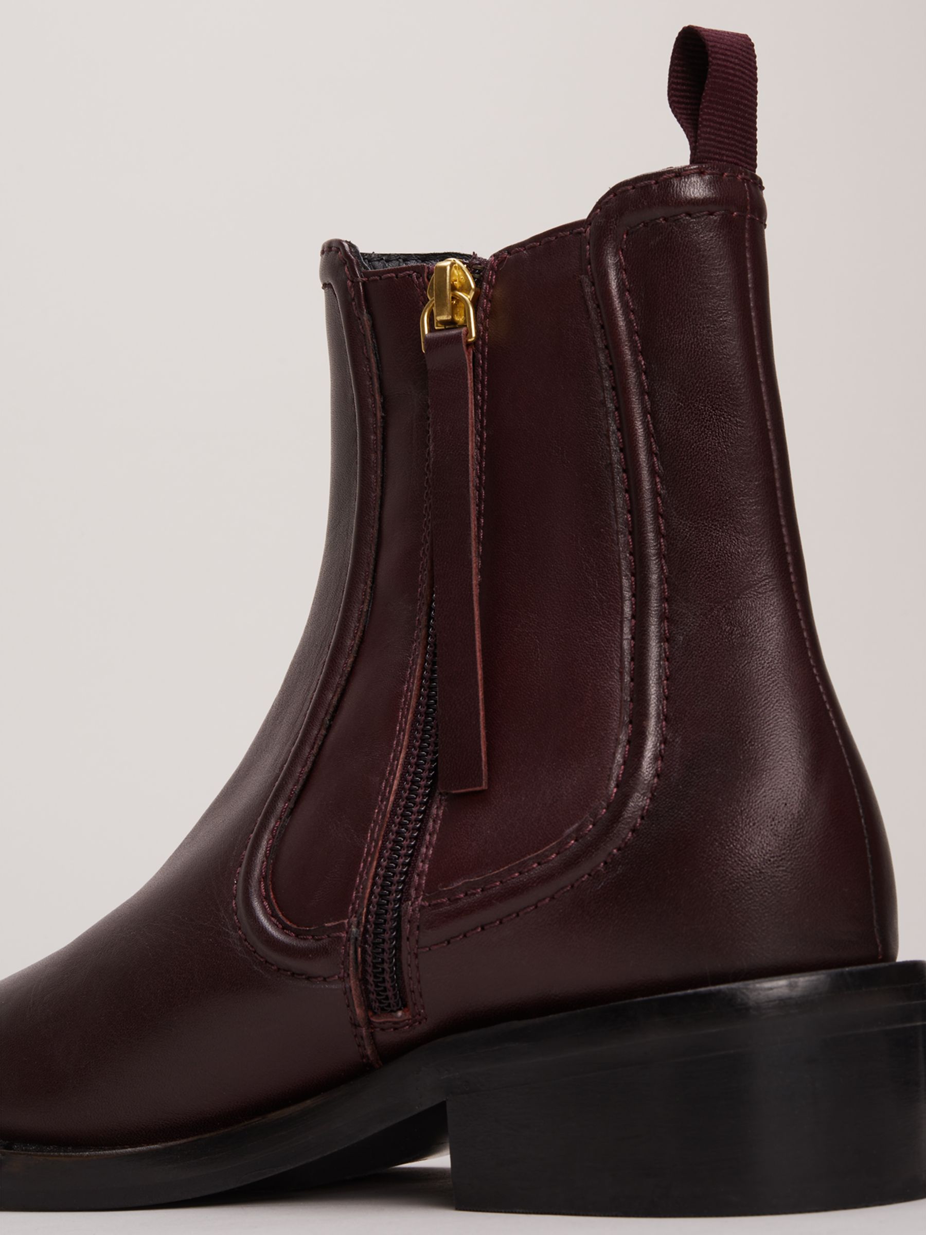 Buy Phase Eight Leather Chelsea Boots, Burgundy Online at johnlewis.com