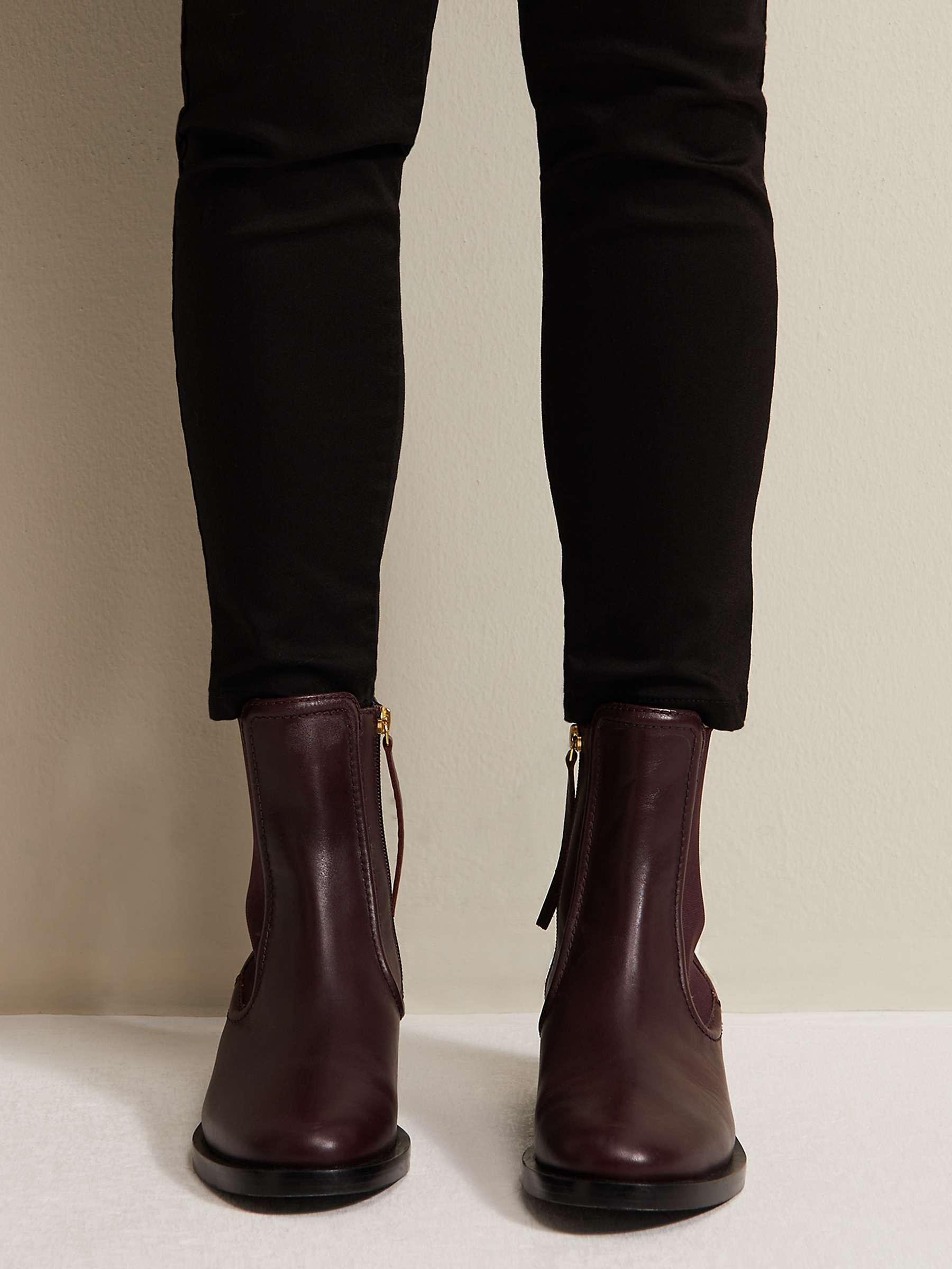 Buy Phase Eight Leather Chelsea Boots, Burgundy Online at johnlewis.com