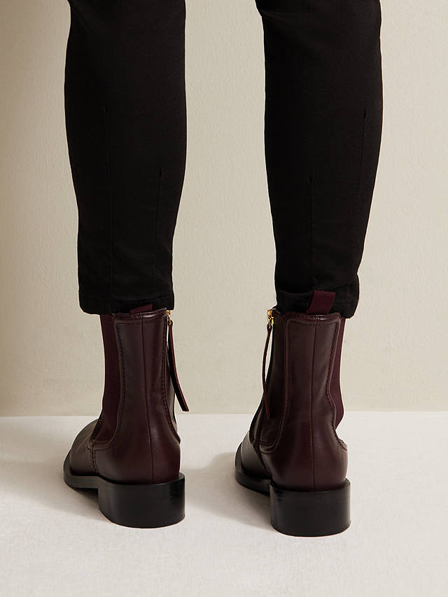 Phase Eight Leather Chelsea Boots, Burgundy