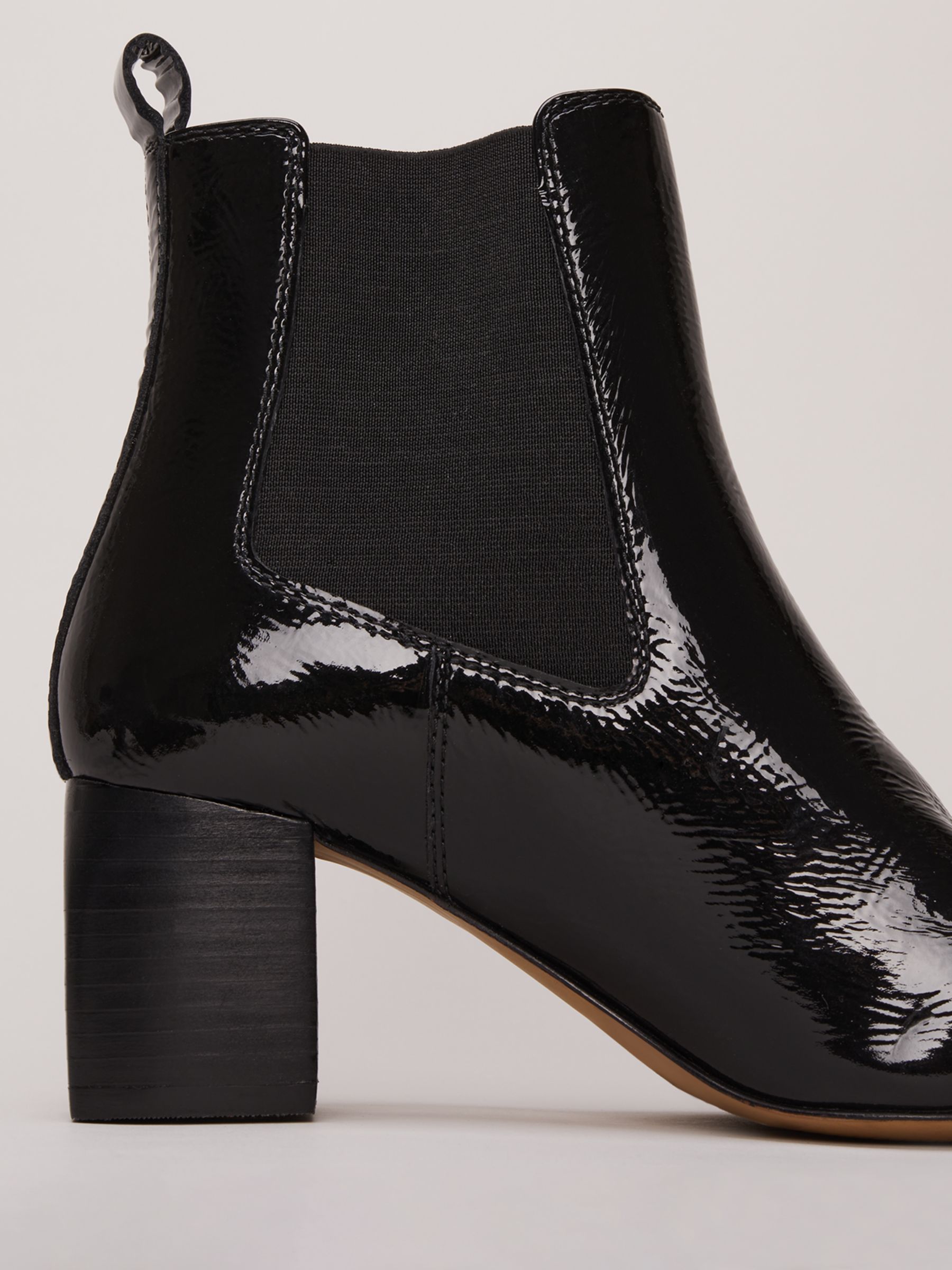 Buy Phase Eight Block Heel Leather Ankle Boots, Black Patent Online at johnlewis.com