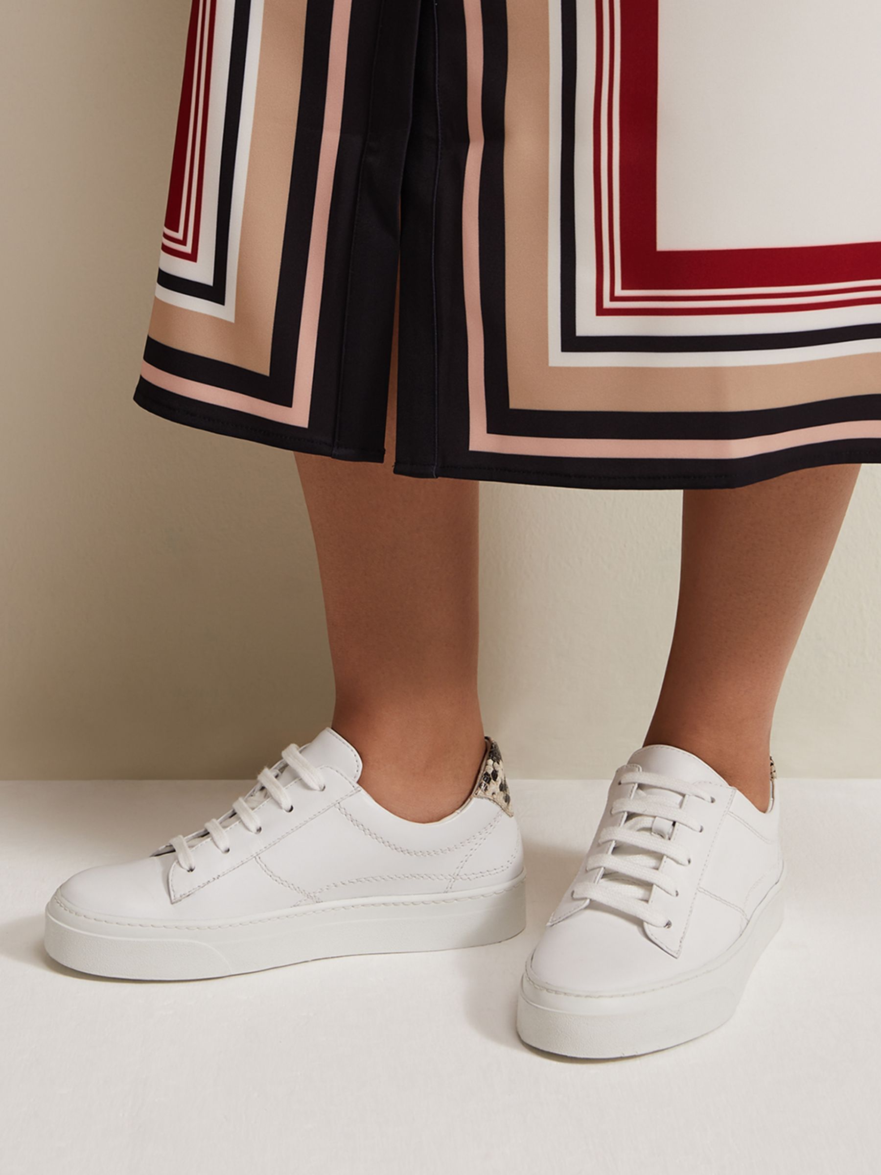 Buy Phase Eight Leather Trainers, White Online at johnlewis.com