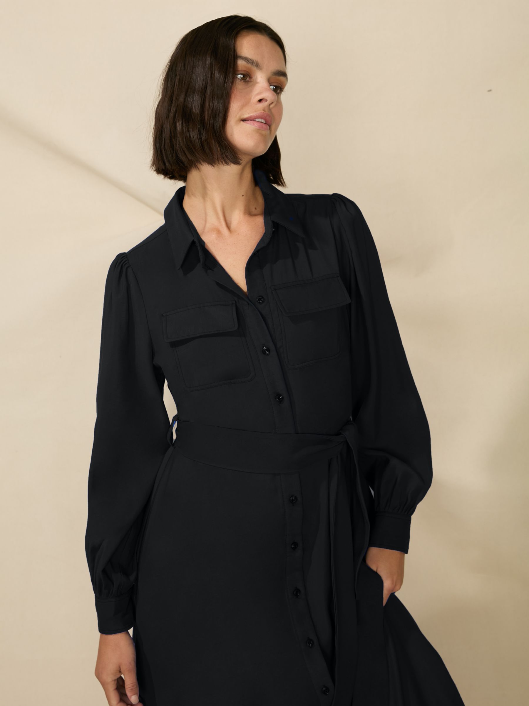 Buy Ro&Zo Petite Modal Pocket Detail Shirt Dress, Black Online at johnlewis.com