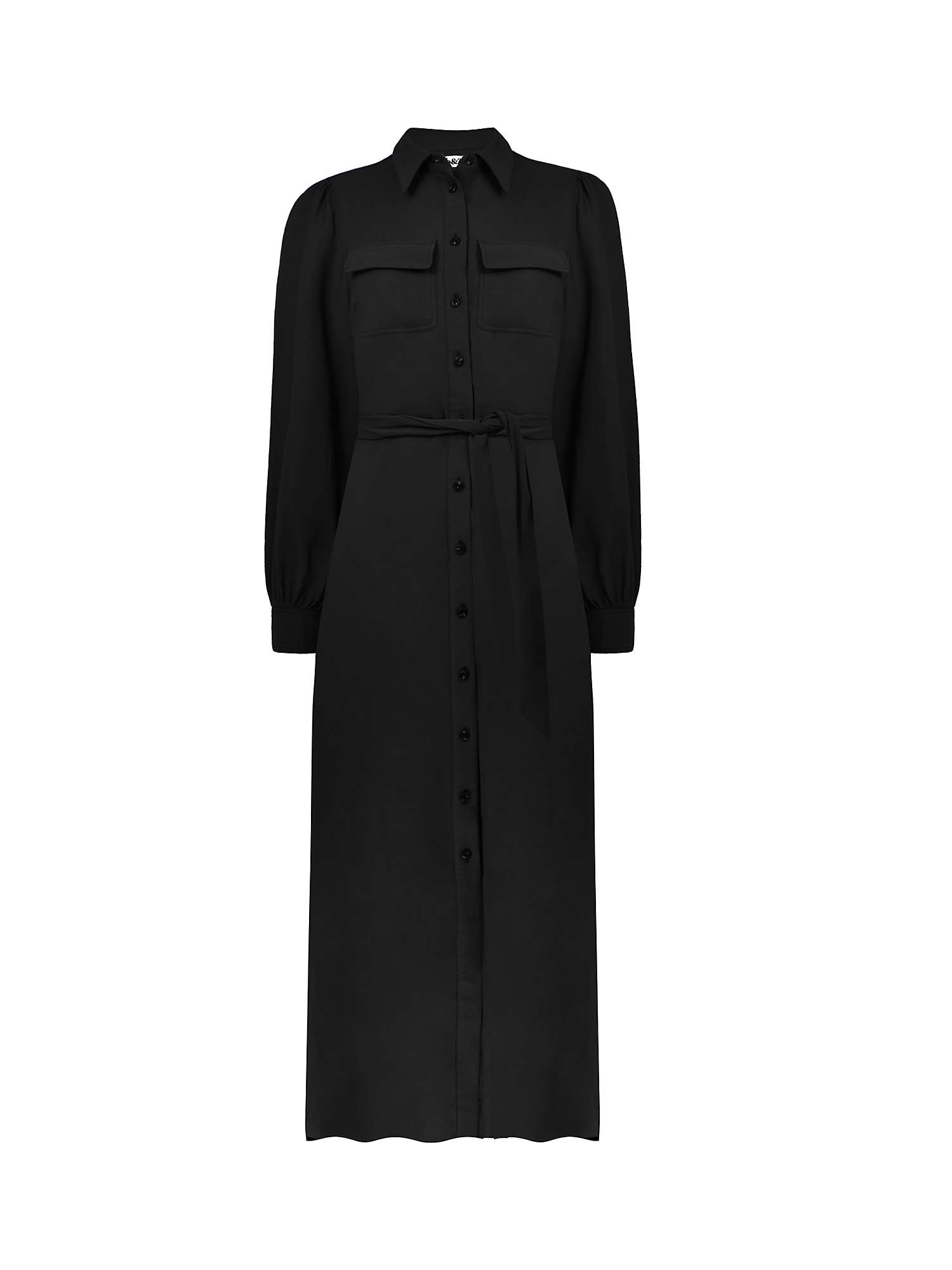 Ro&Zo Petite Modal Pocket Detail Shirt Dress, Black at John Lewis ...