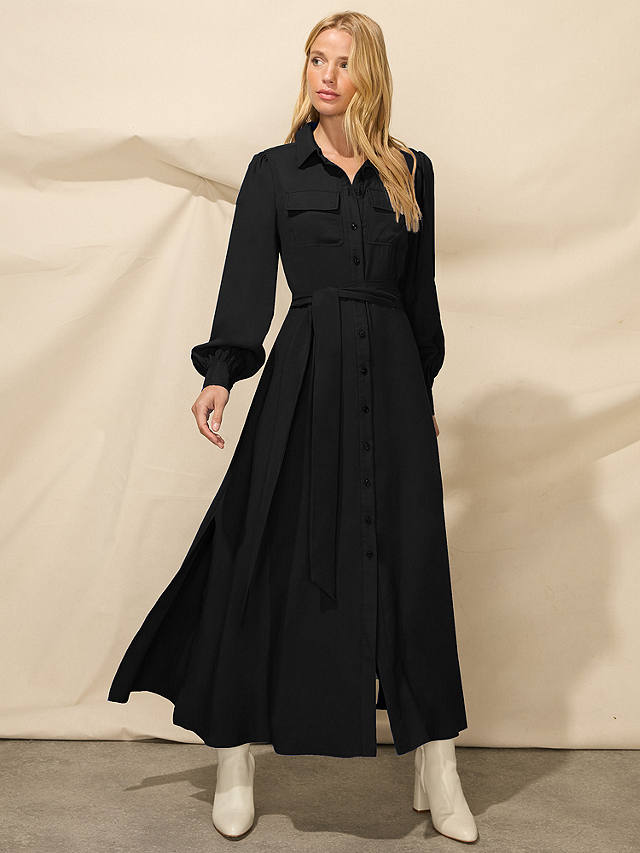 Ro&Zo Modal Pocket Detail Shirt Dress, Black