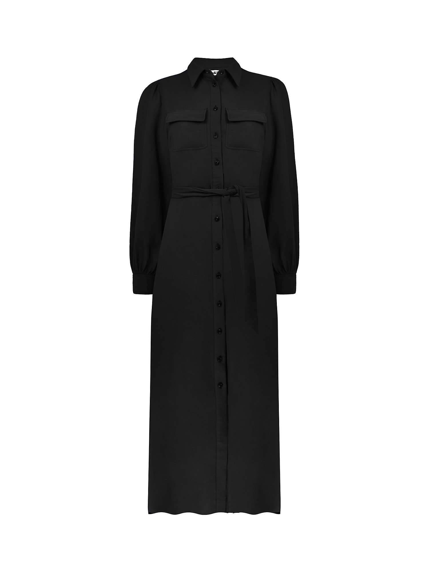 Ro&Zo Modal Pocket Detail Shirt Dress, Black at John Lewis & Partners