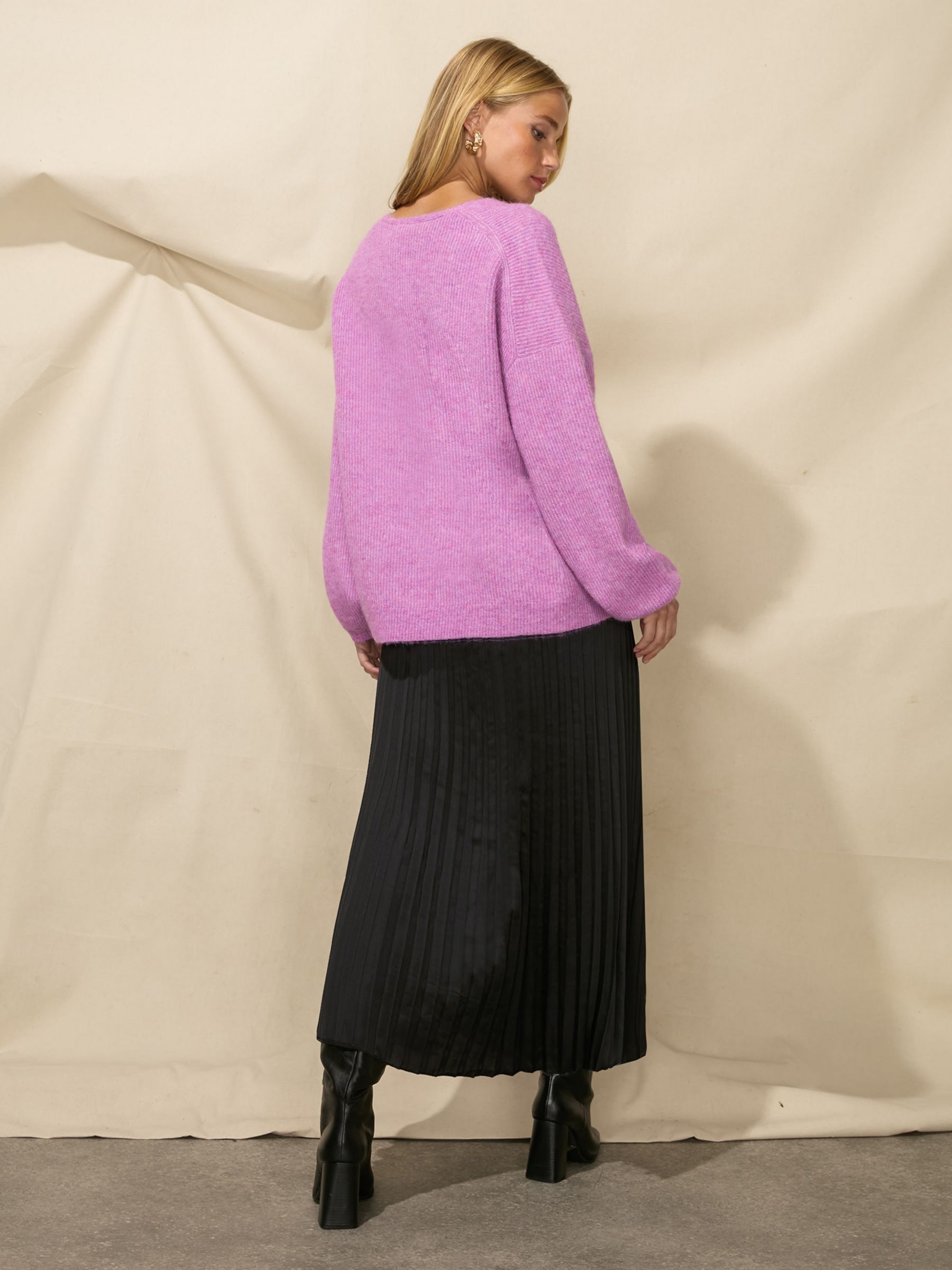 Slouchy Funnel Neck Sweater Lilac