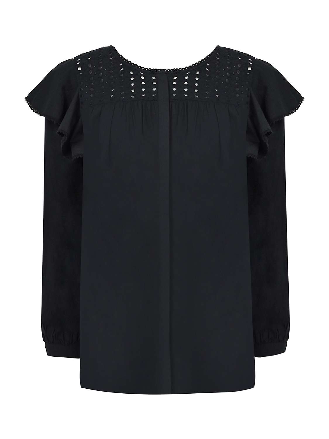 Buy Ro&Zo Broiderie Cotton Blouse, Black Online at johnlewis.com