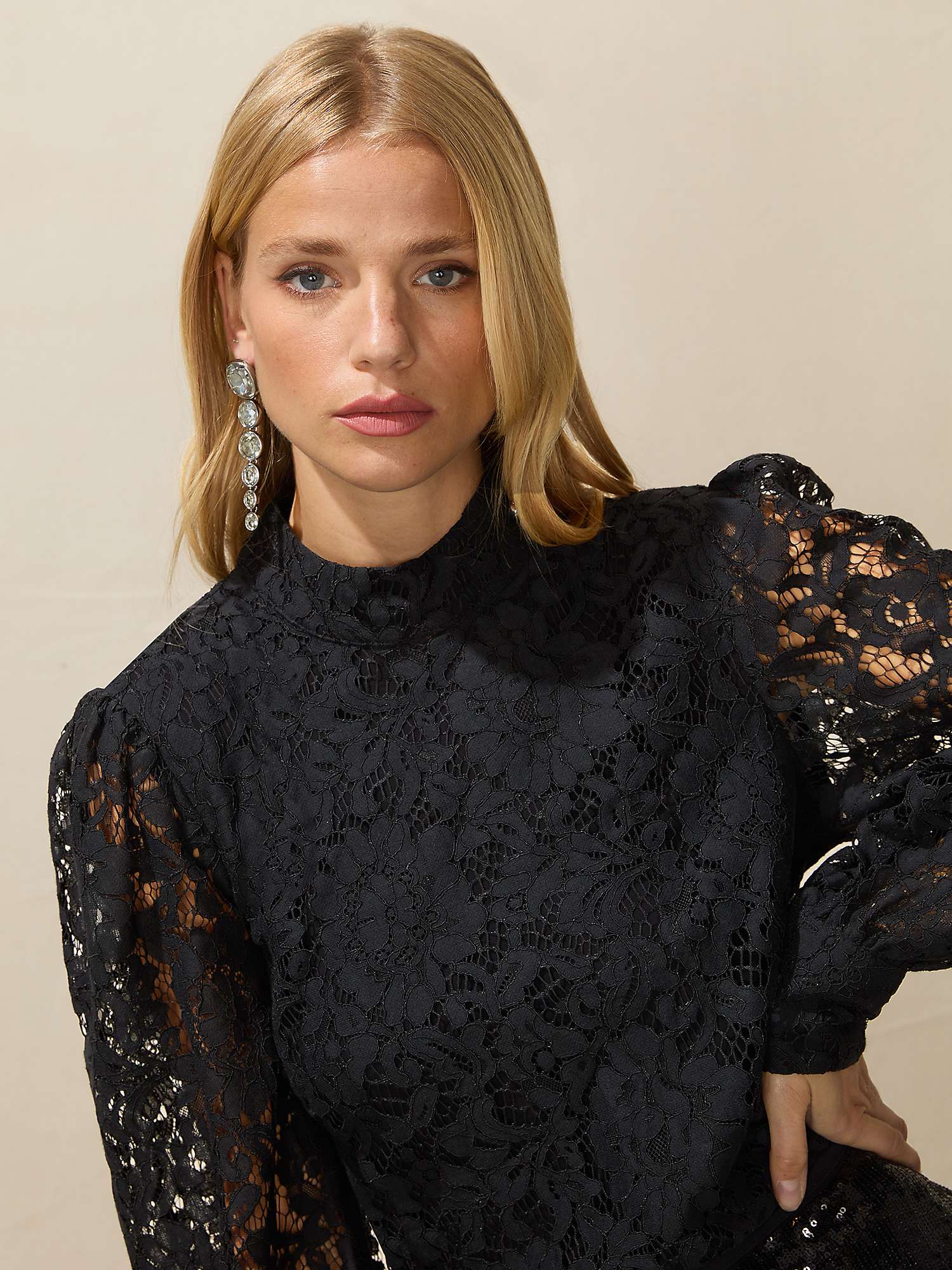Buy Ro&Zo High Neck Lace Blouse Online at johnlewis.com