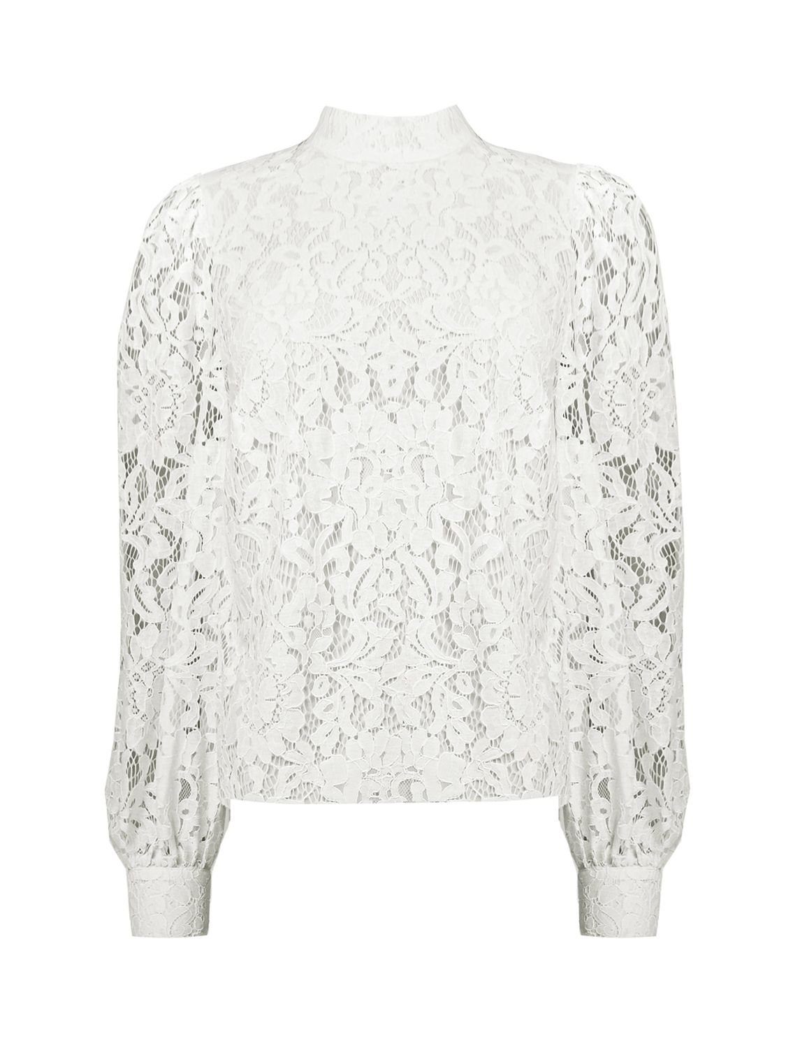 Ro&Zo High Neck Lace Blouse, White at John Lewis & Partners