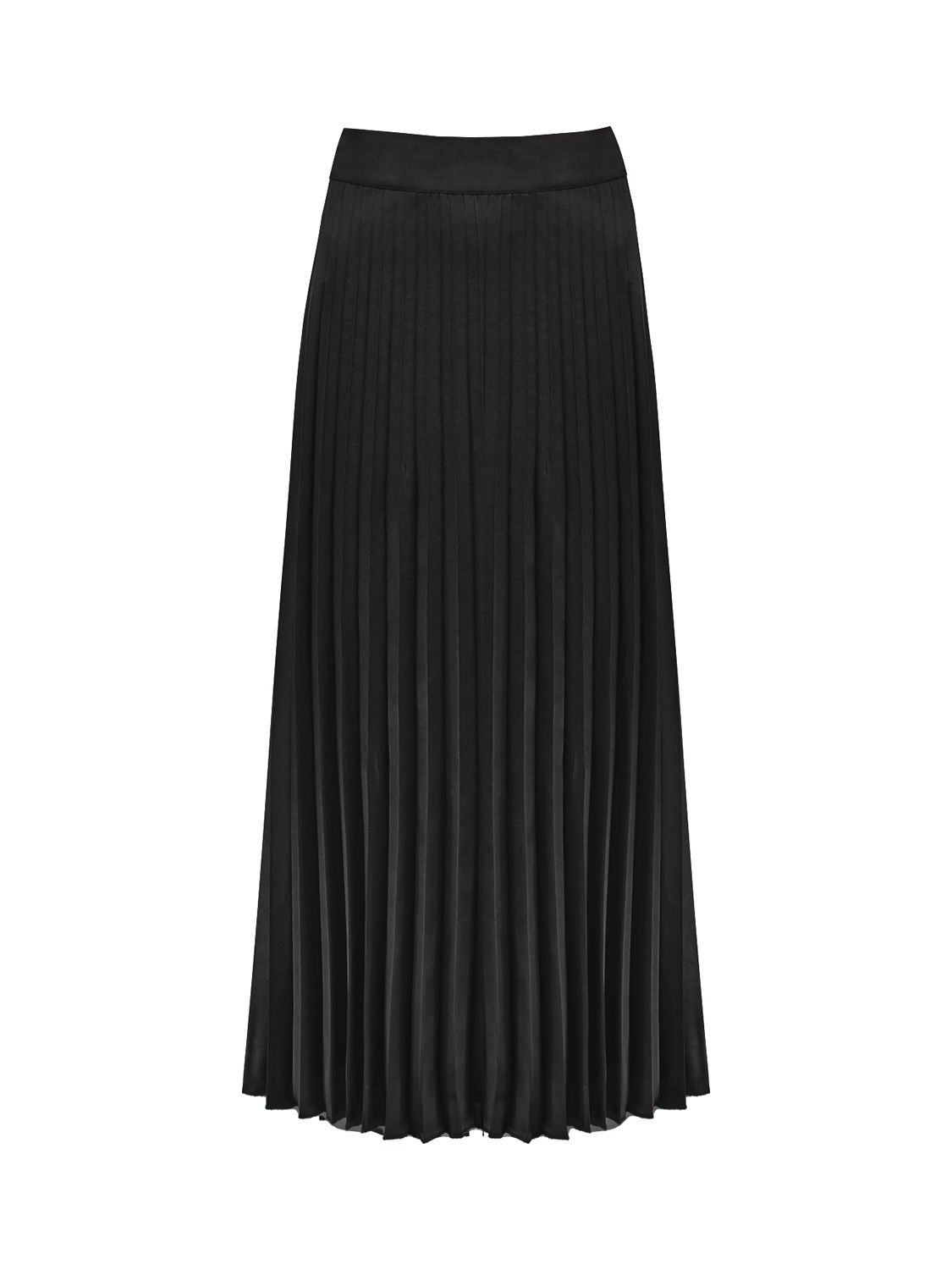 Ro&Zo Pleated Satin Skirt, Black at John Lewis & Partners