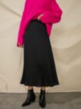 Ro&Zo Petite Pleated Satin Midi Skirt