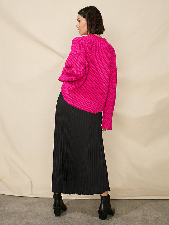 Ro&Zo Petite Pleated Satin Midi Skirt, Black