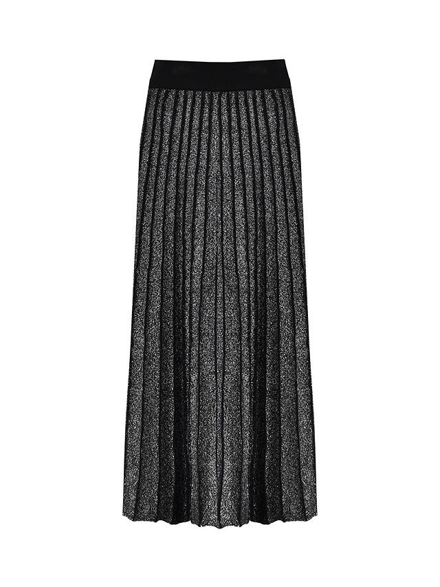 Ro&Zo Knit Pleated Midi Skirt, Black/Silver