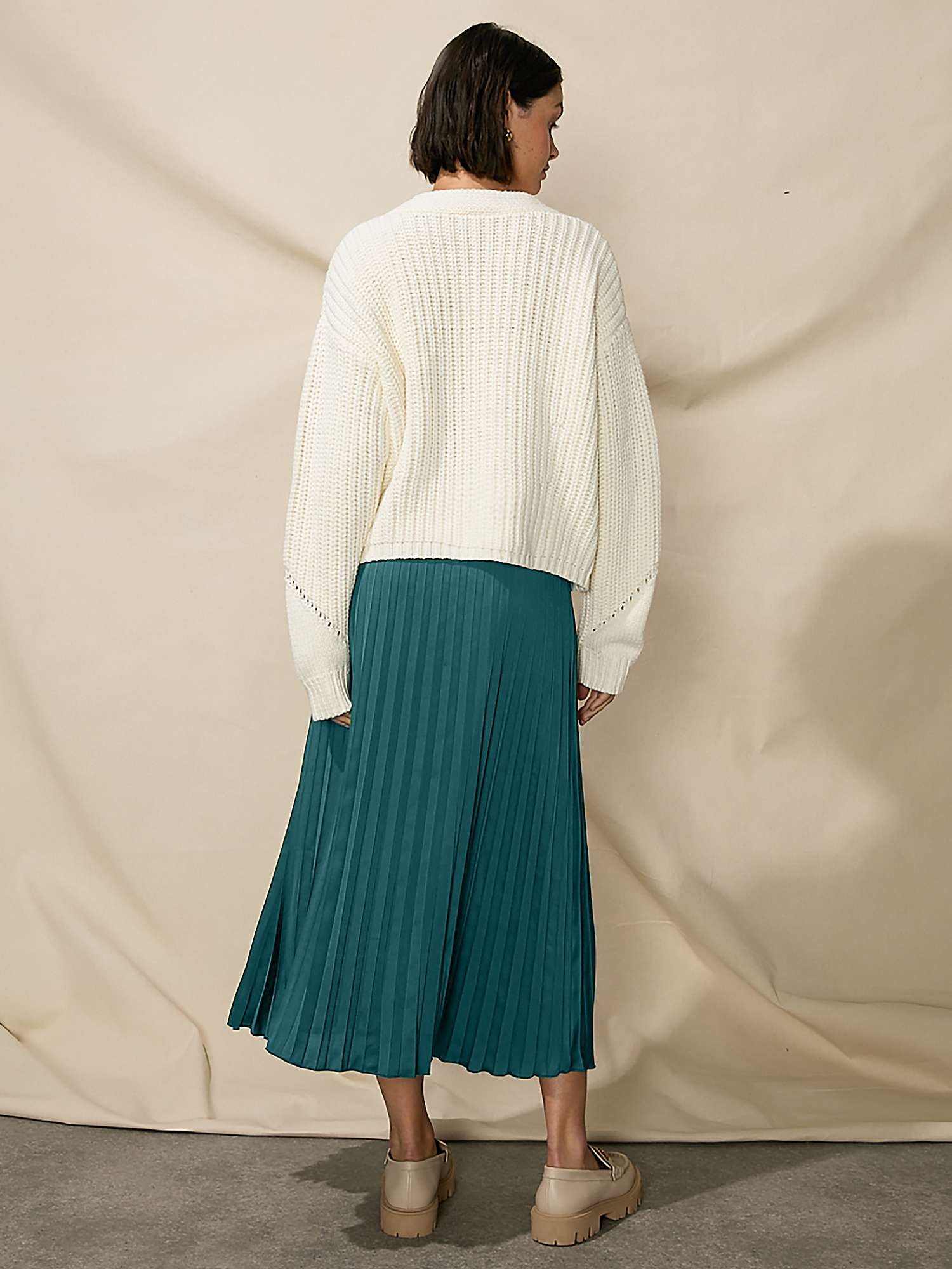 Buy Ro&Zo Petite Pleated Satin Midi Skirt Online at johnlewis.com