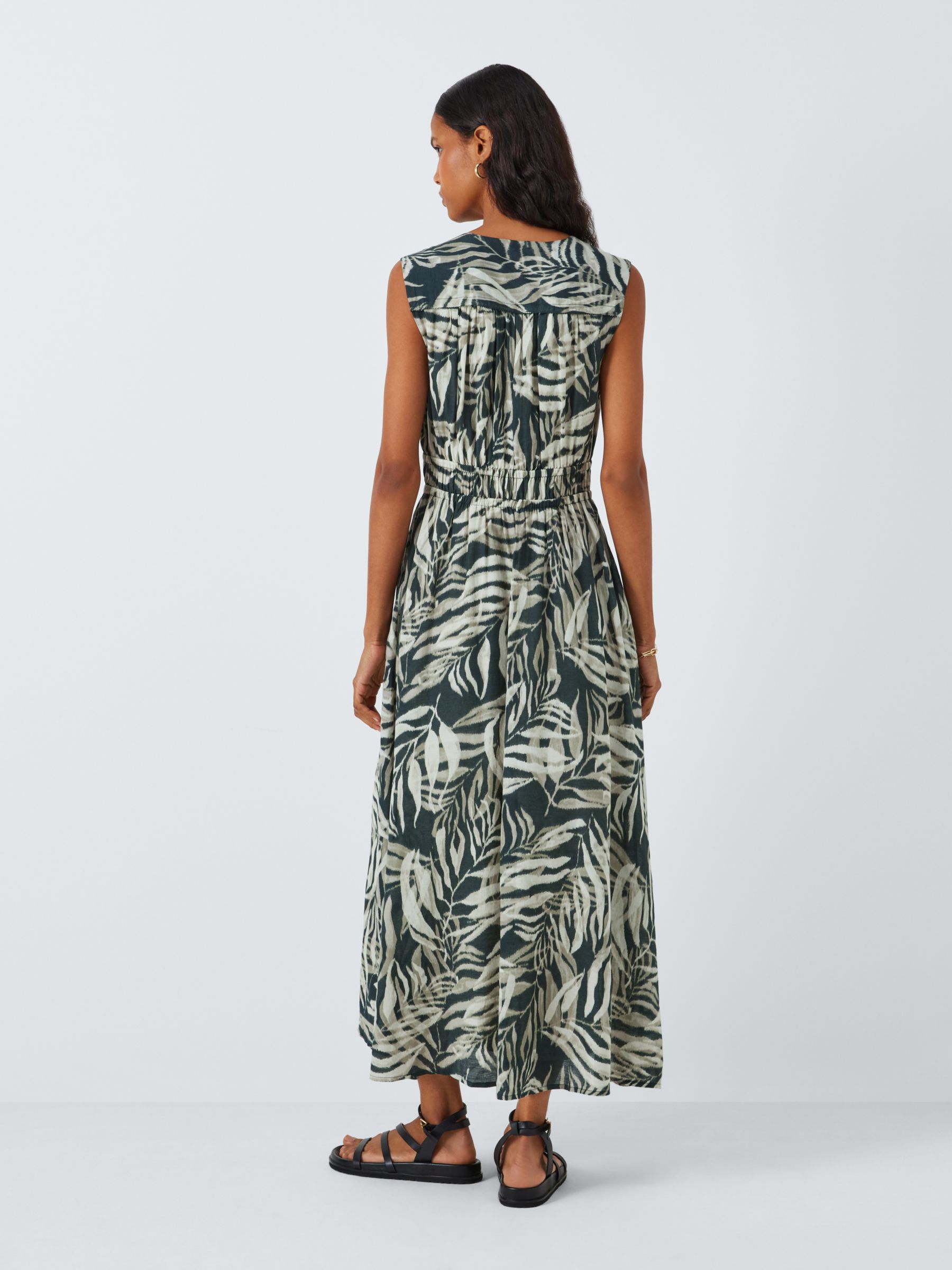 John Lewis Palm Leaf Dress, Green/Multi, 18