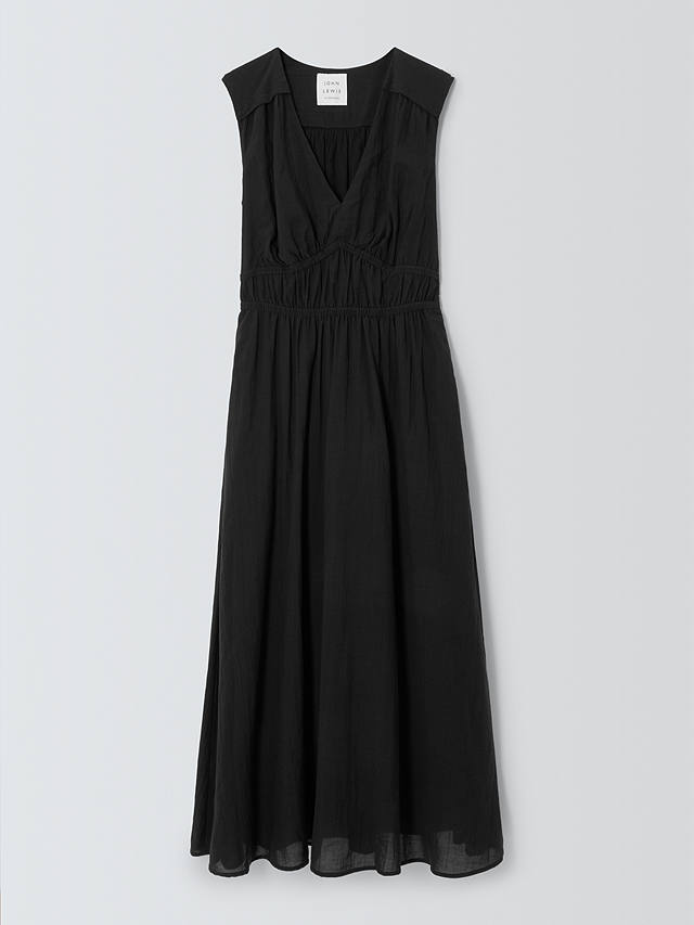 John Lewis Crinkle Cotton Blend Sleeveless Dress, Black
