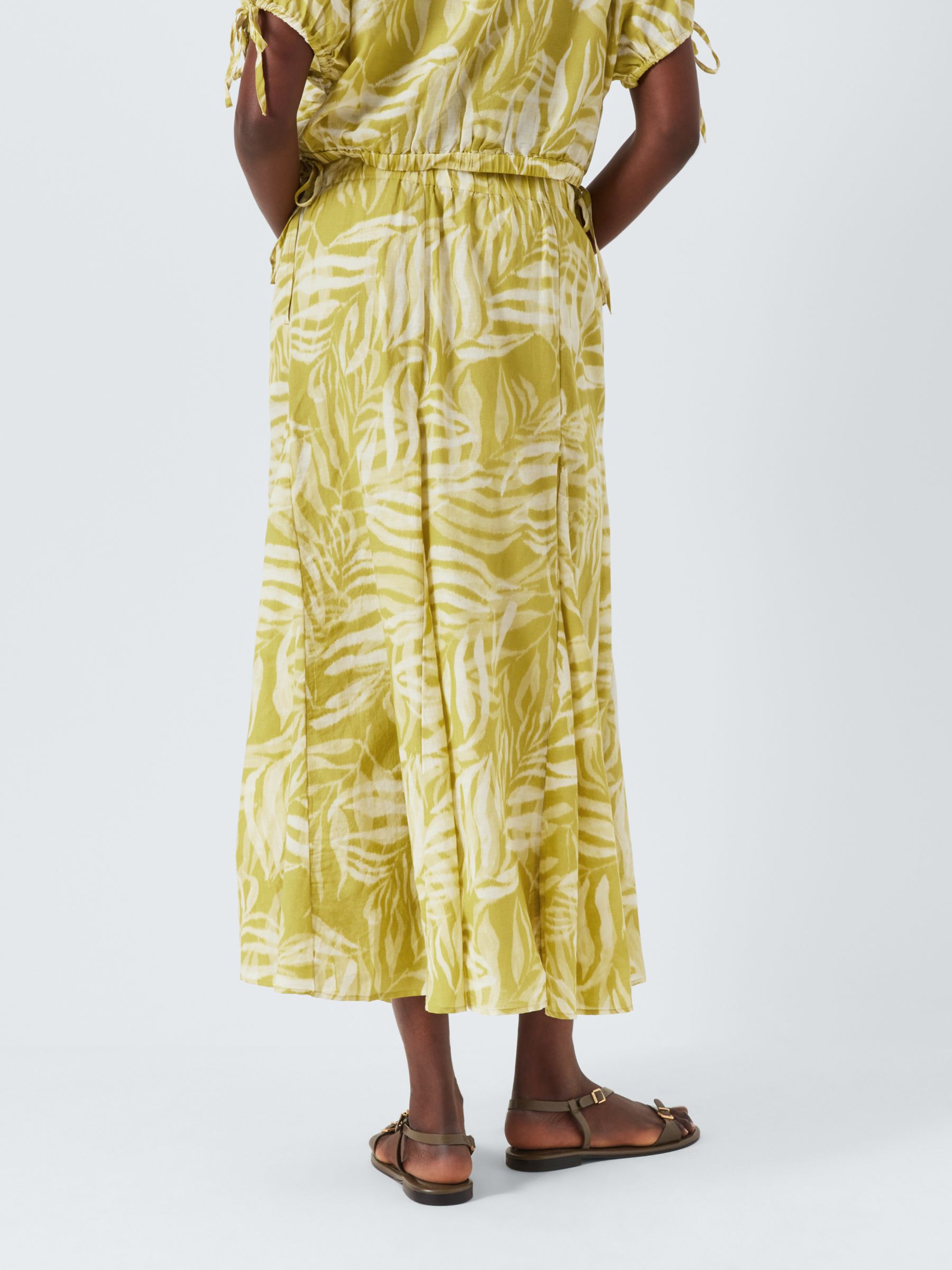 Buy John Lewis Rio Palm Print Godet Skirt, Green/Multi Online at johnlewis.com