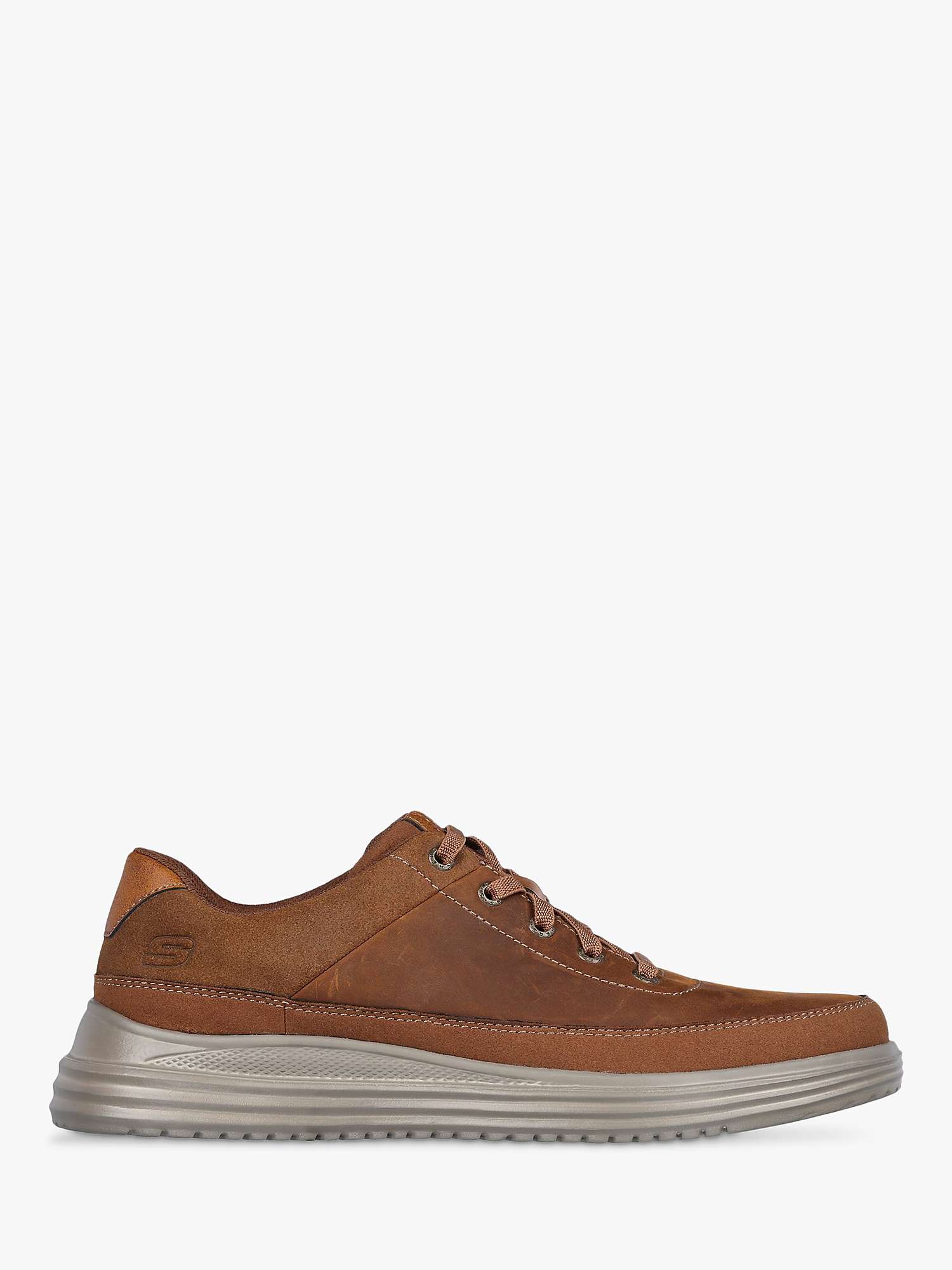 Skechers Proven Aldeno Leather Trainers, Dark Brown at John Lewis ...