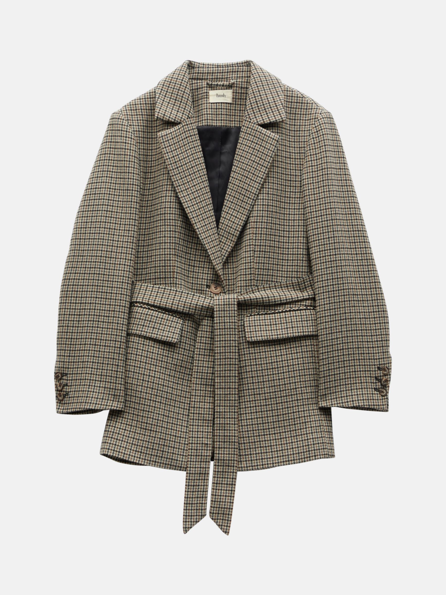 HUSH Esmae Checked Blazer, Coffee at John Lewis & Partners