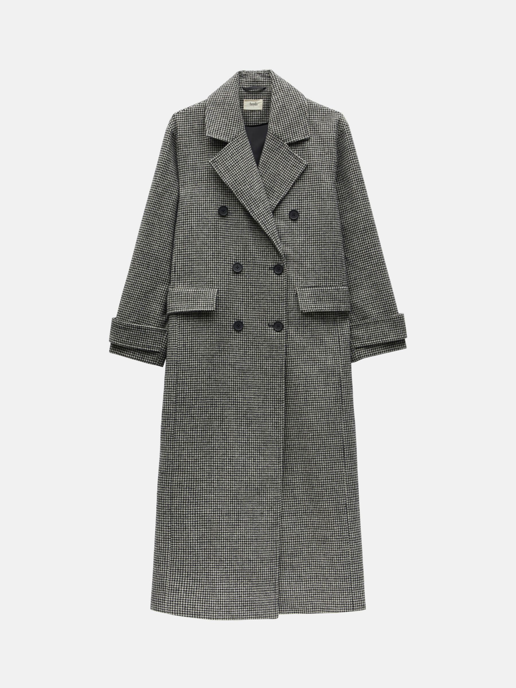 HUSH Rose Double Breasted Houndstooth Coat, Black/White at John Lewis ...